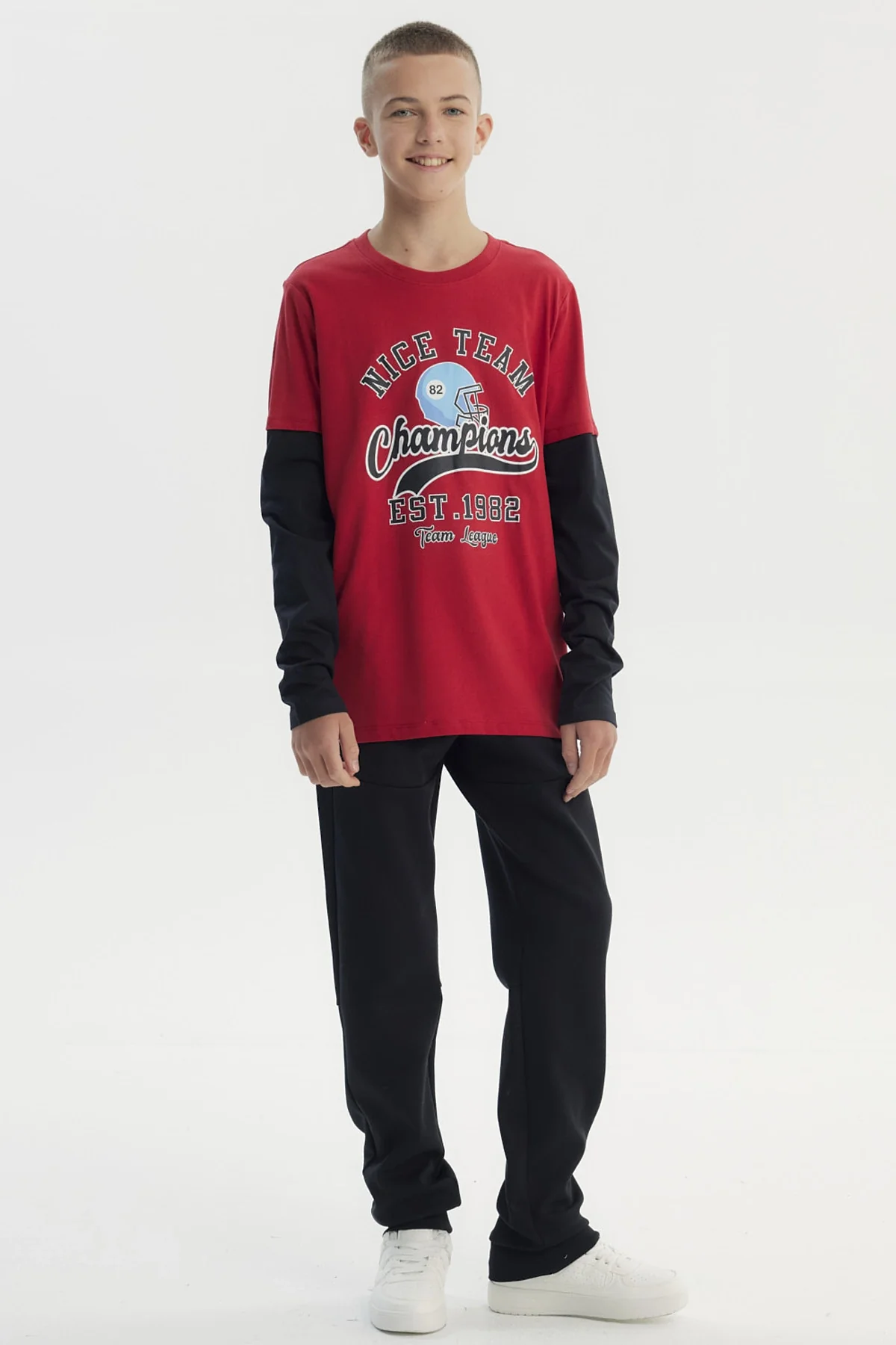 Polera Niño Básica Print Rojo Oscuro - Image 4
