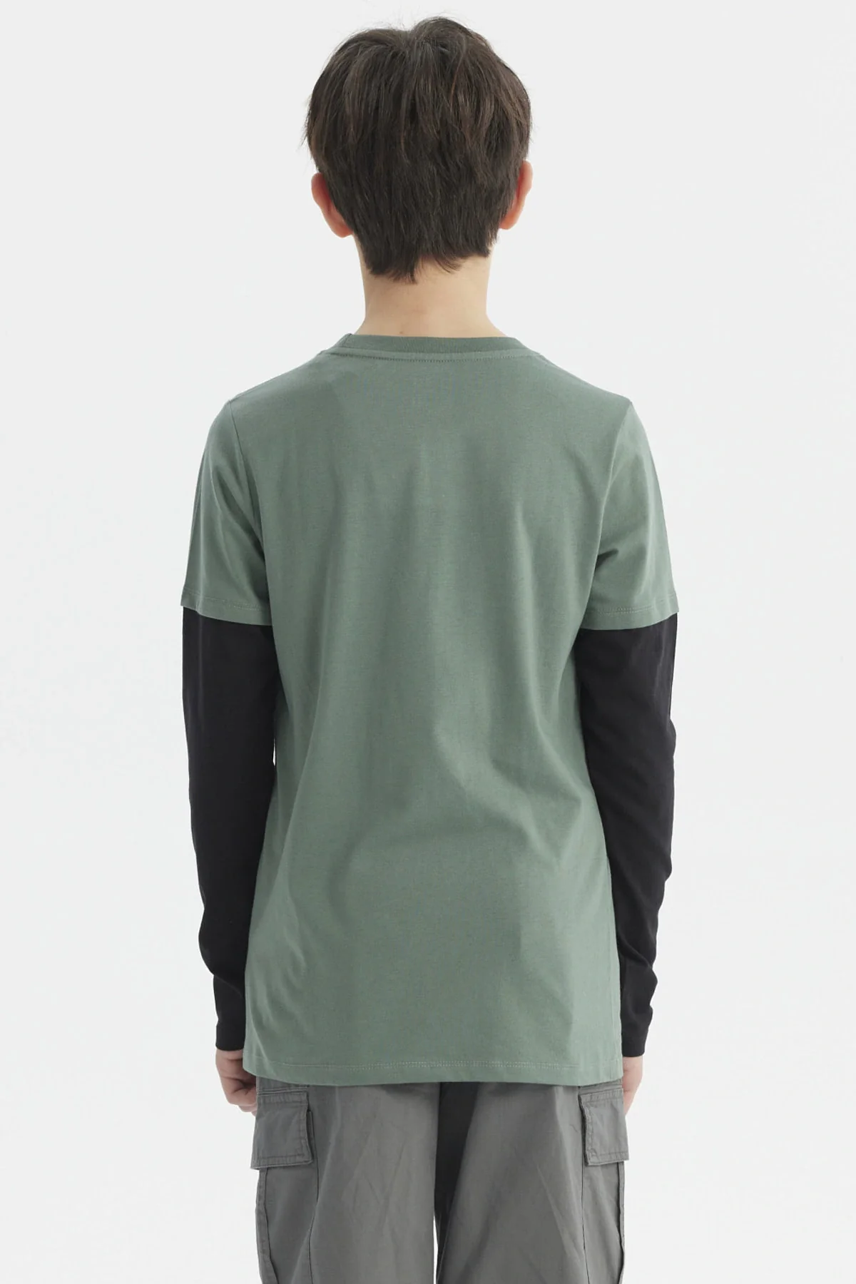Polera Niño Básica Print Verde Oscuro - Image 3