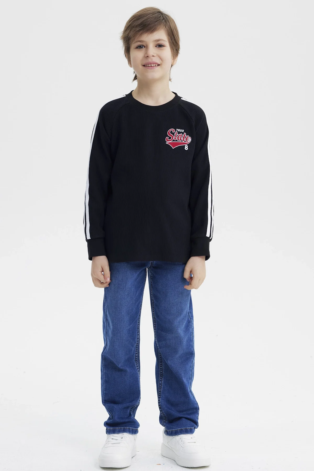 Polera Niño Bicolor Texturizada Negro - Image 4