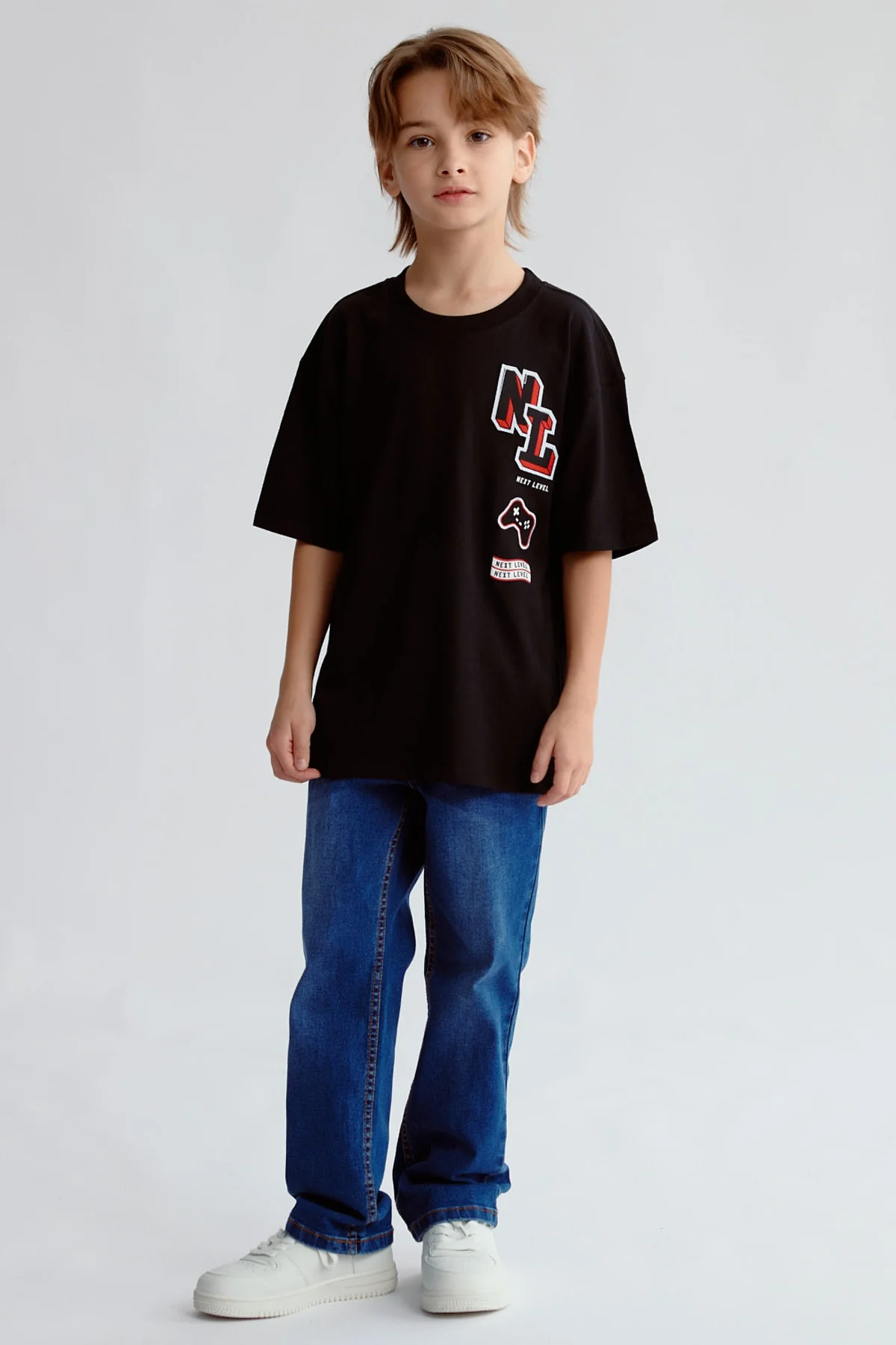 Polera Niño Bordado y Parche Naranjo - Image 4