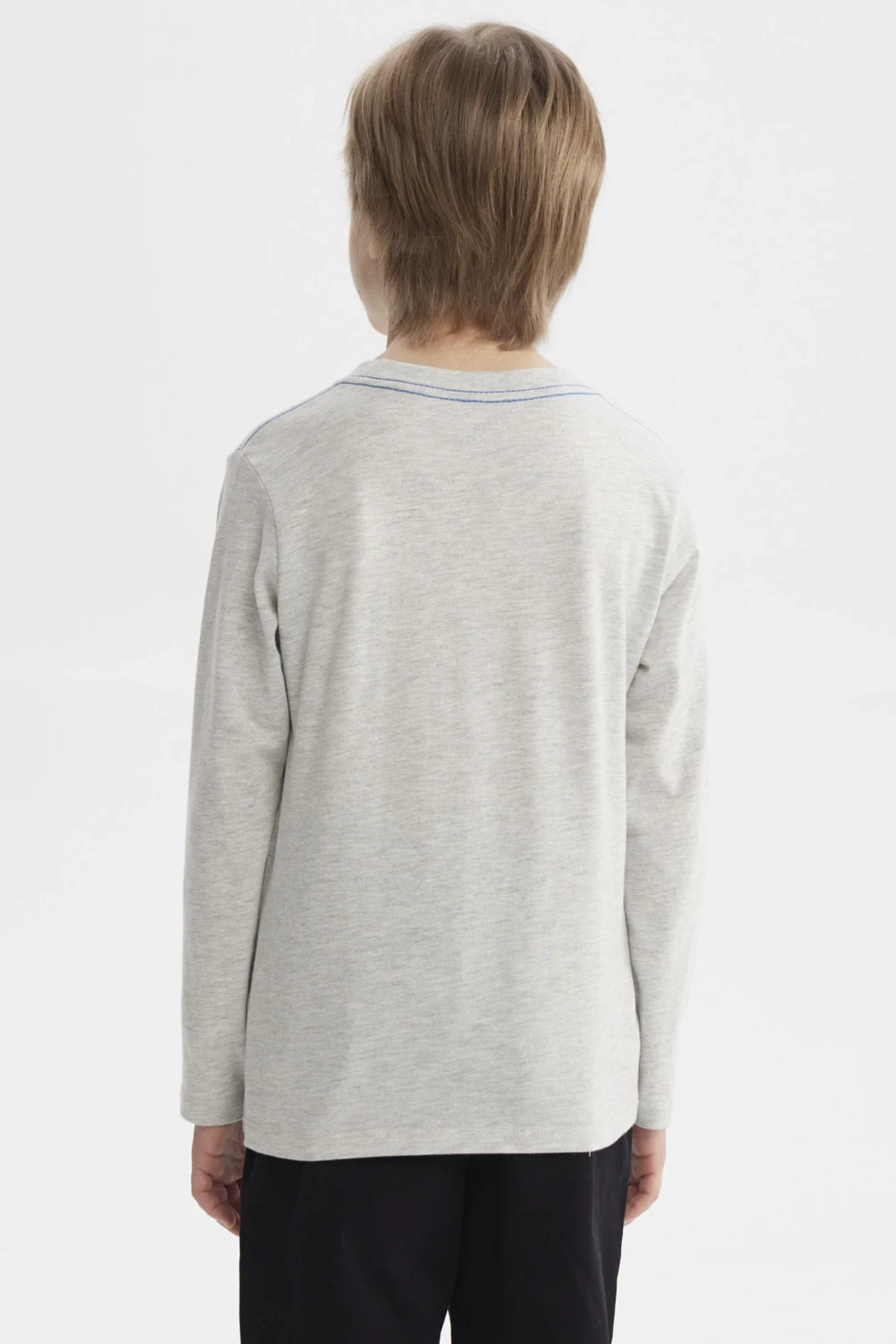 Polera Niño Bordados Gris Melange - Image 3