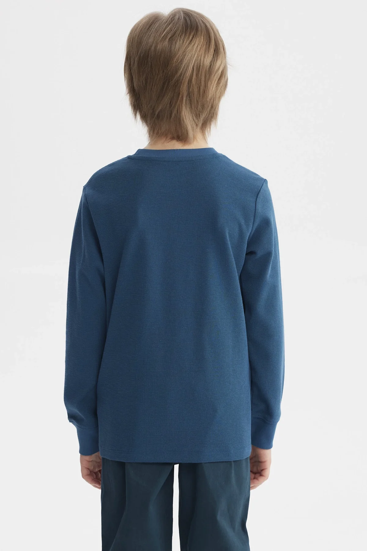 Polera Niño College Con Puños Azul Petroleo - Image 3