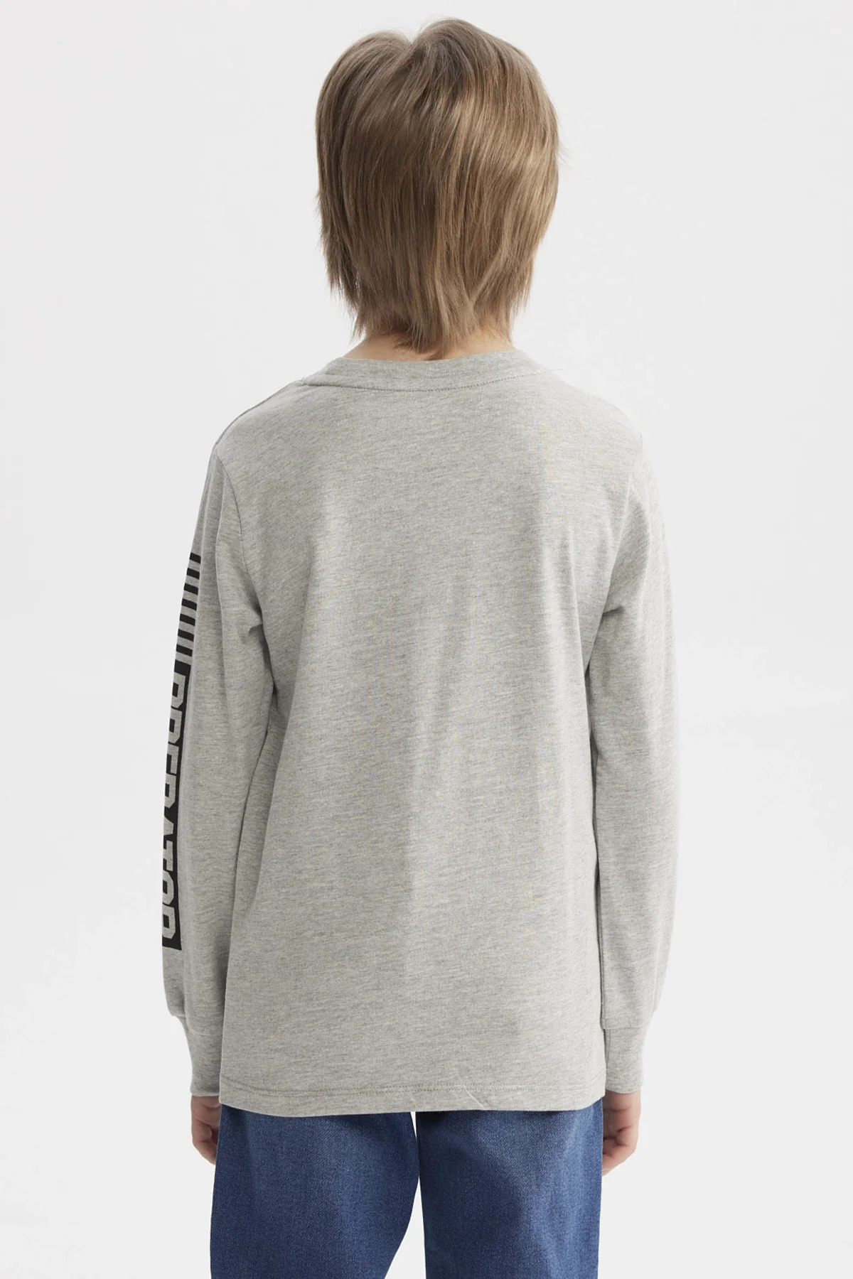 Polera Niño Estampado En Relieve Gris Melange - Image 3