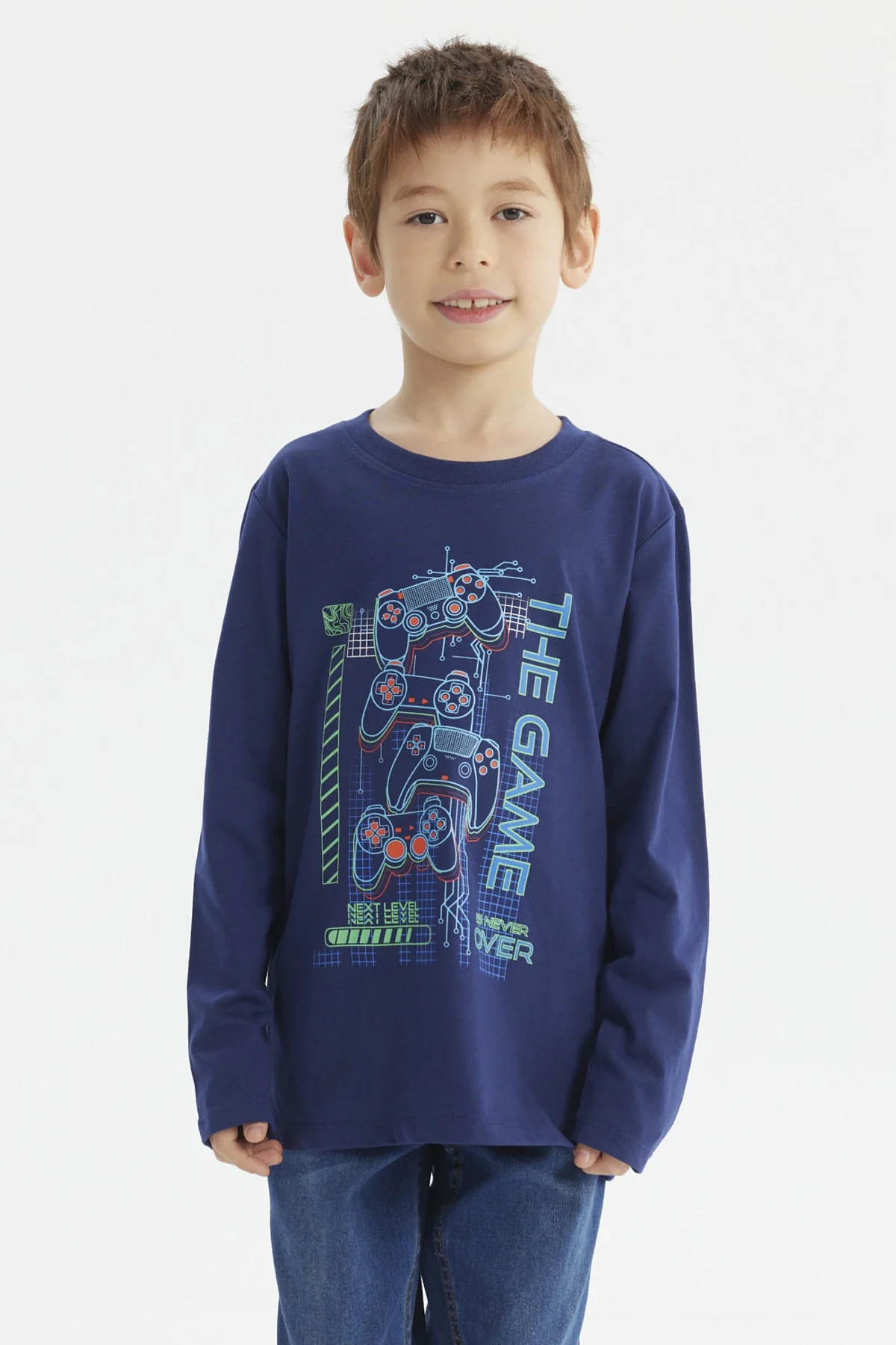 Polera Niño Fosforecente Azul Oscuro - Image 2