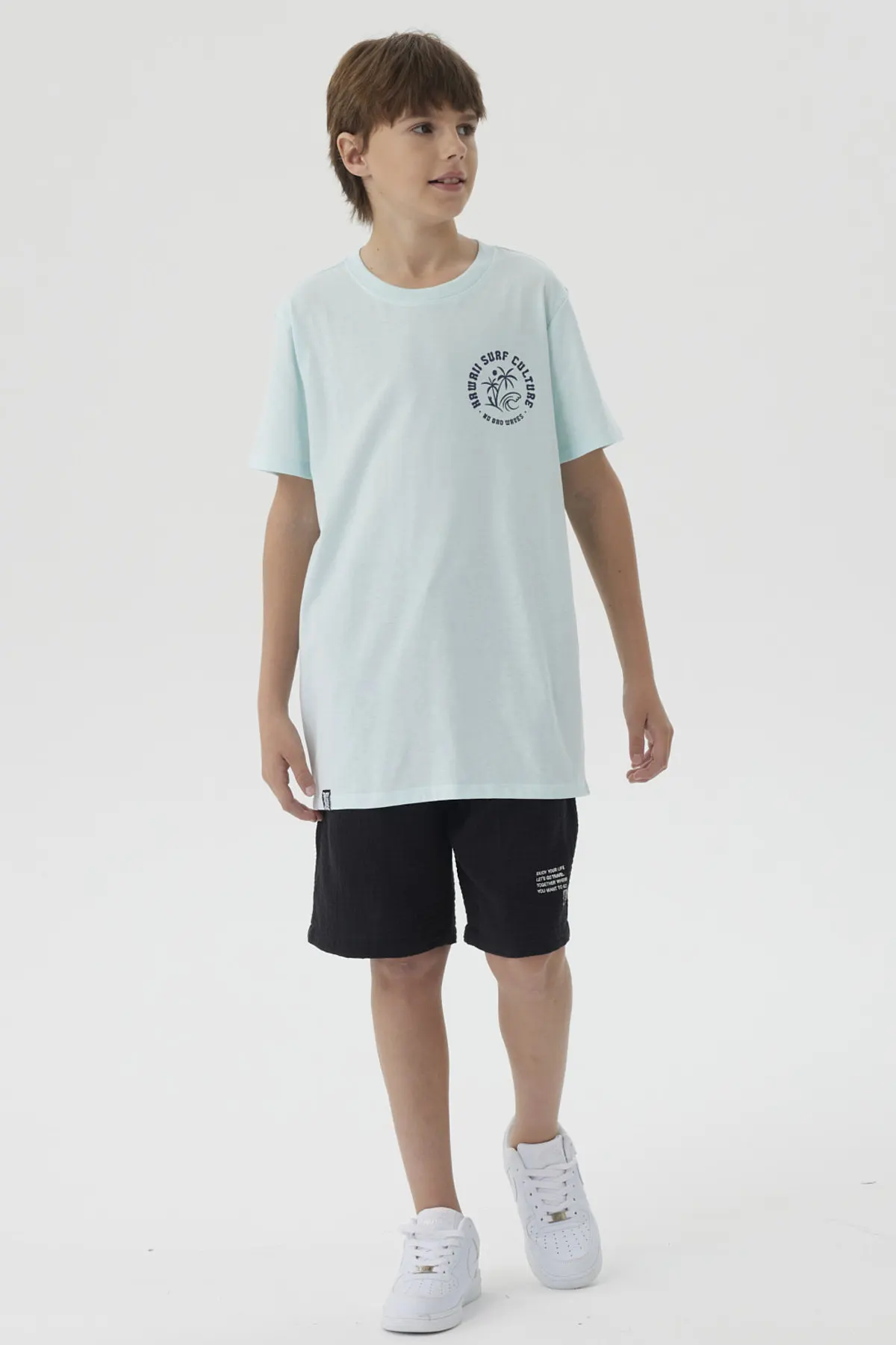 Polera Niño Mini Print Posicional Aqua - Image 4