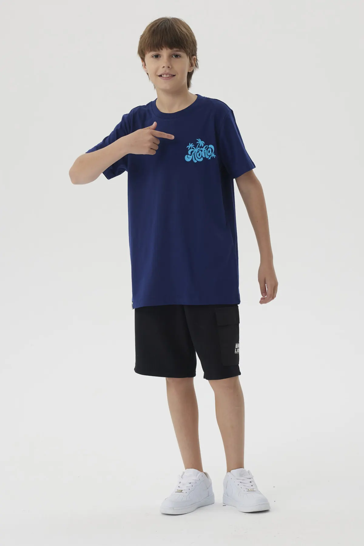 Polera Niño Mini Print Posicional Azul Oscuro - Image 4