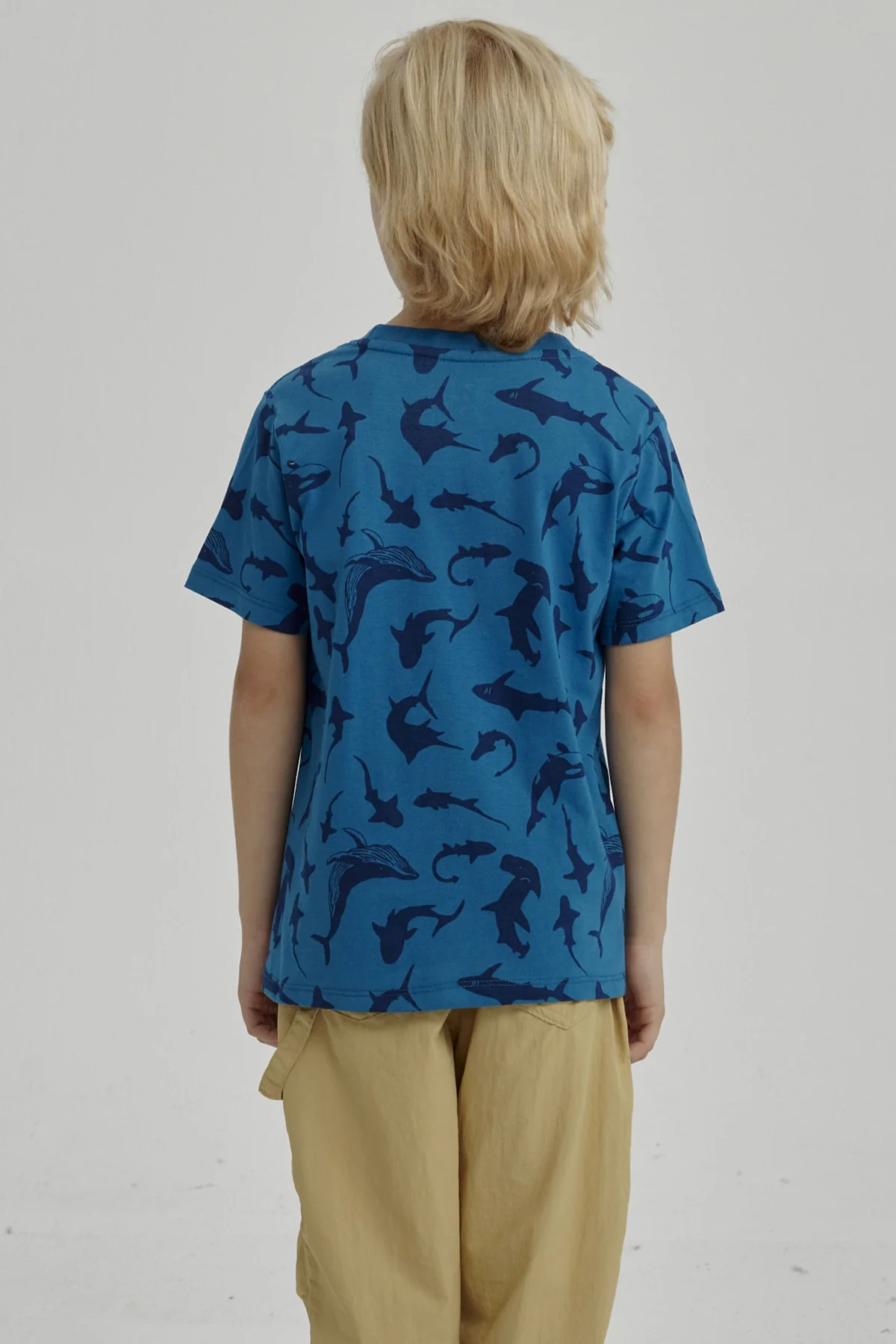 Polera Niño Mini Print Posicional Azul Petroleo - Image 2
