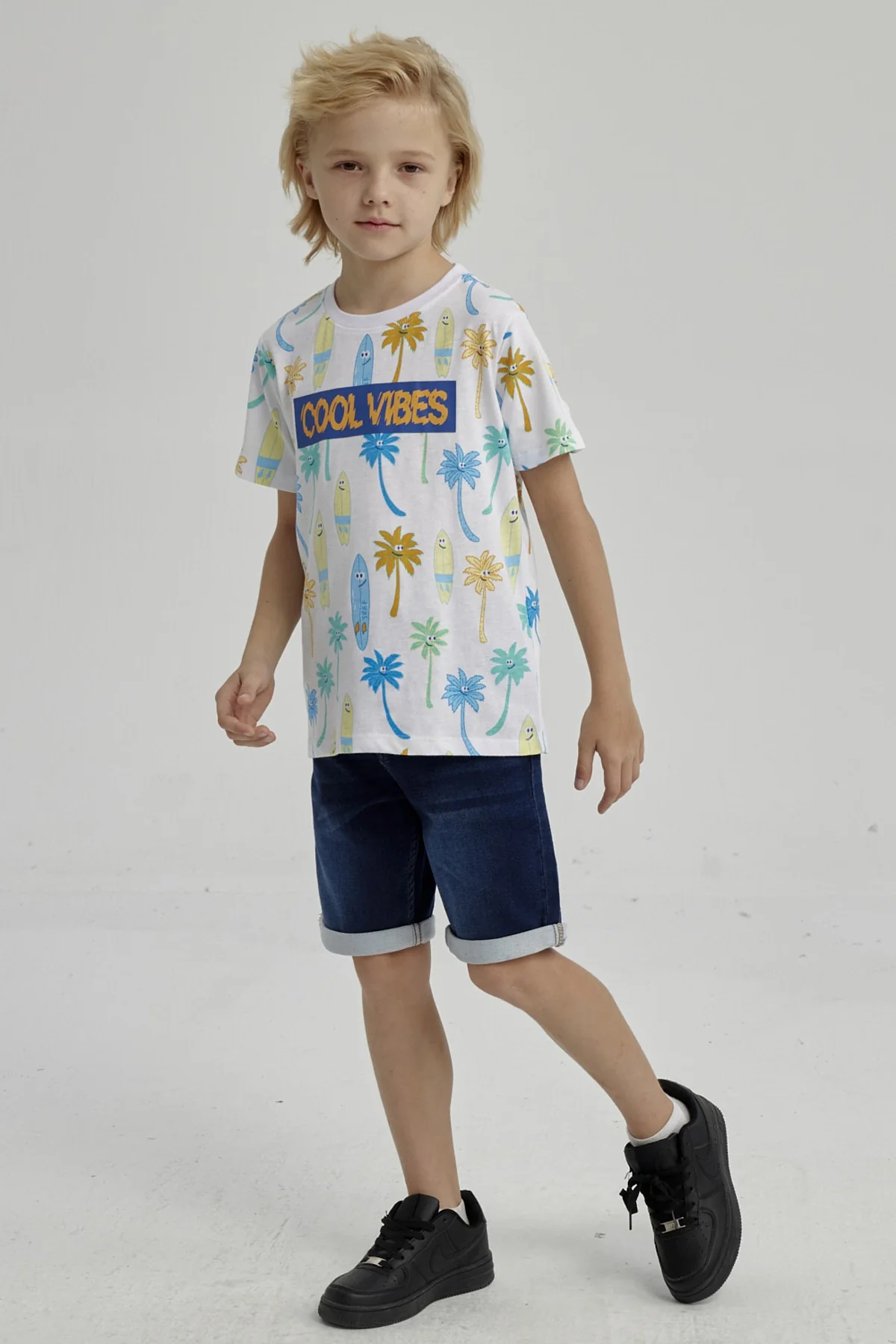Polera Niño Mini Print Posicional Blanco - Image 4