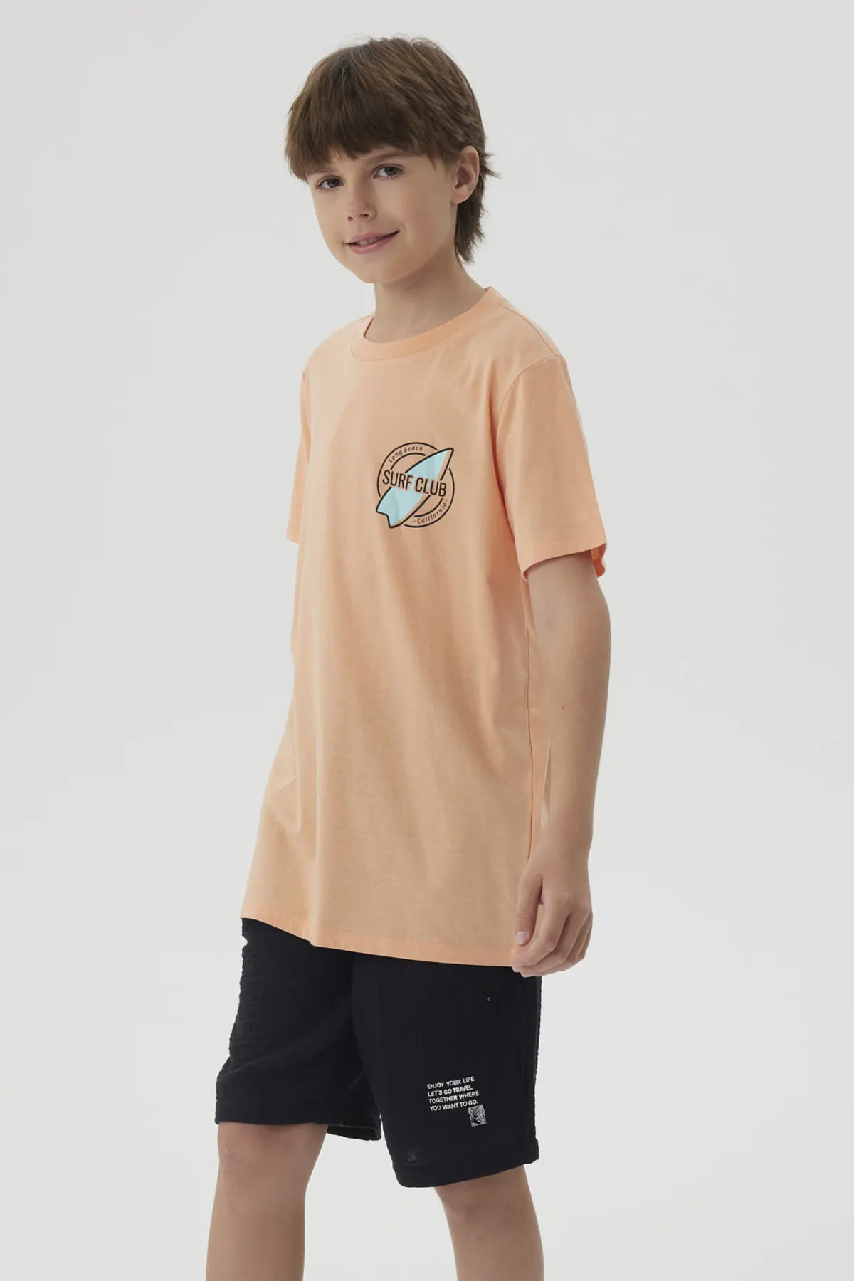 Polera Niño Mini Print Posicional Coral - Image 2