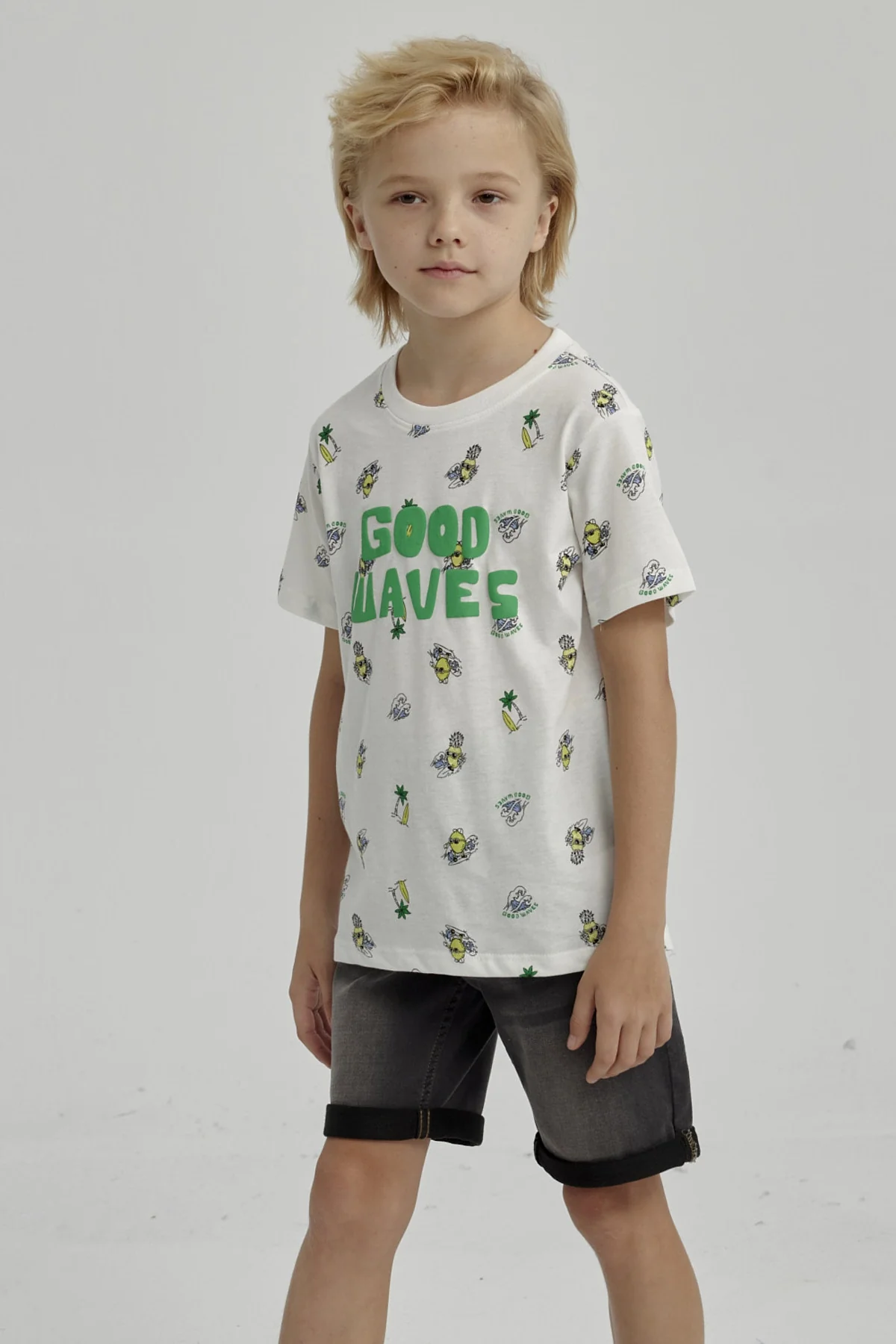 Polera Niño Mini Print Posicional Crudo - Image 2