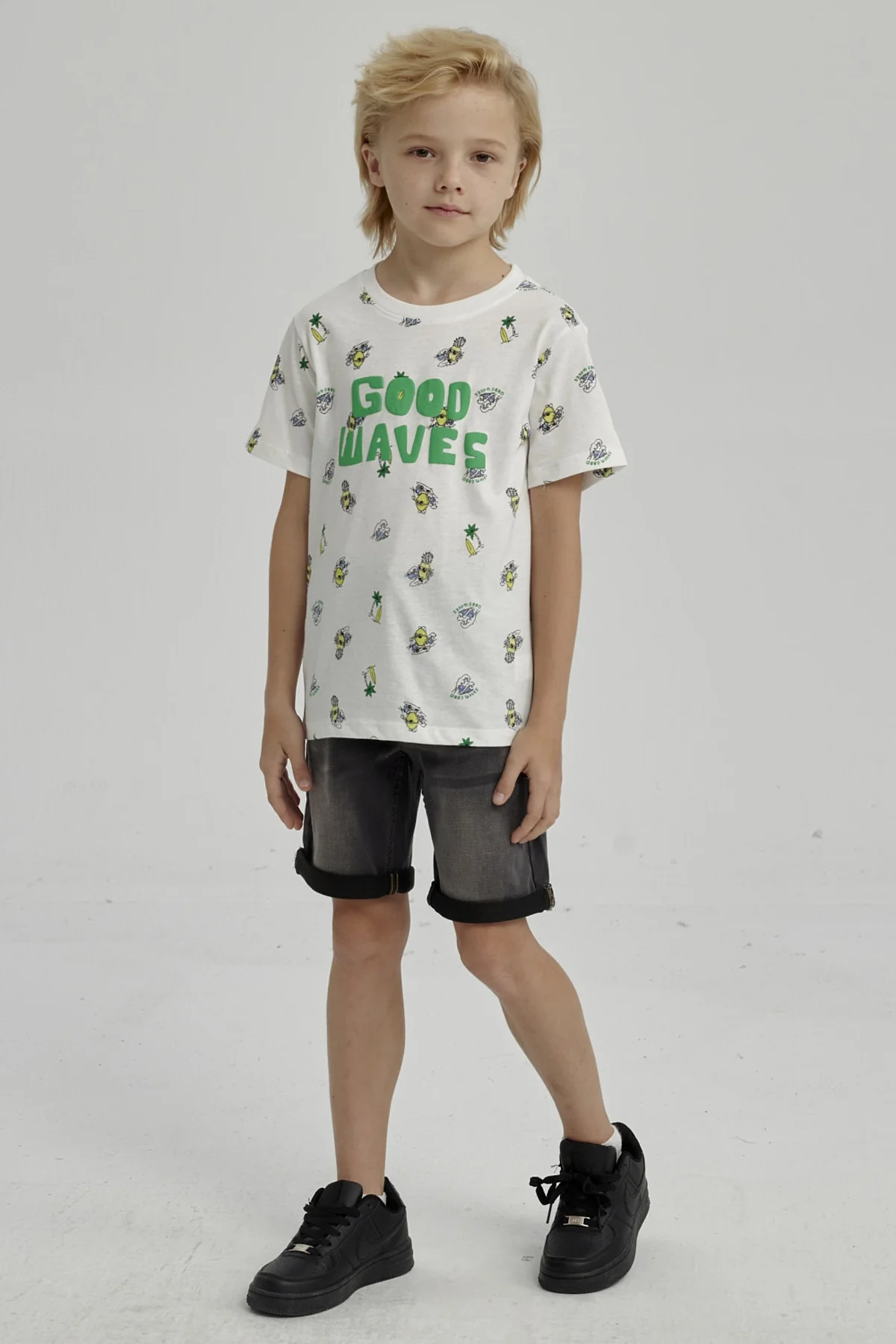 Polera Niño Mini Print Posicional Crudo - Image 4