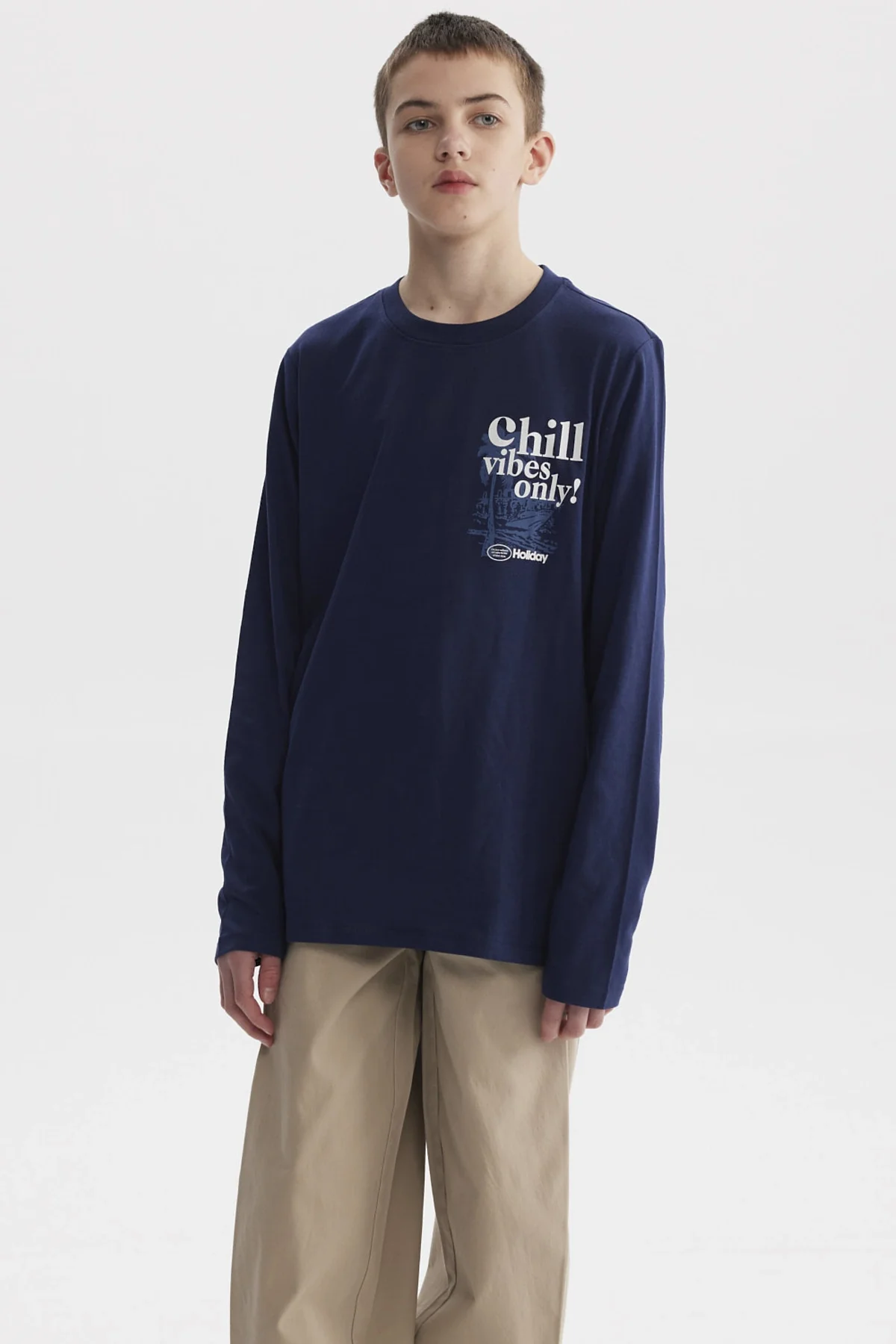 Polera Niño Print Azul Oscuro