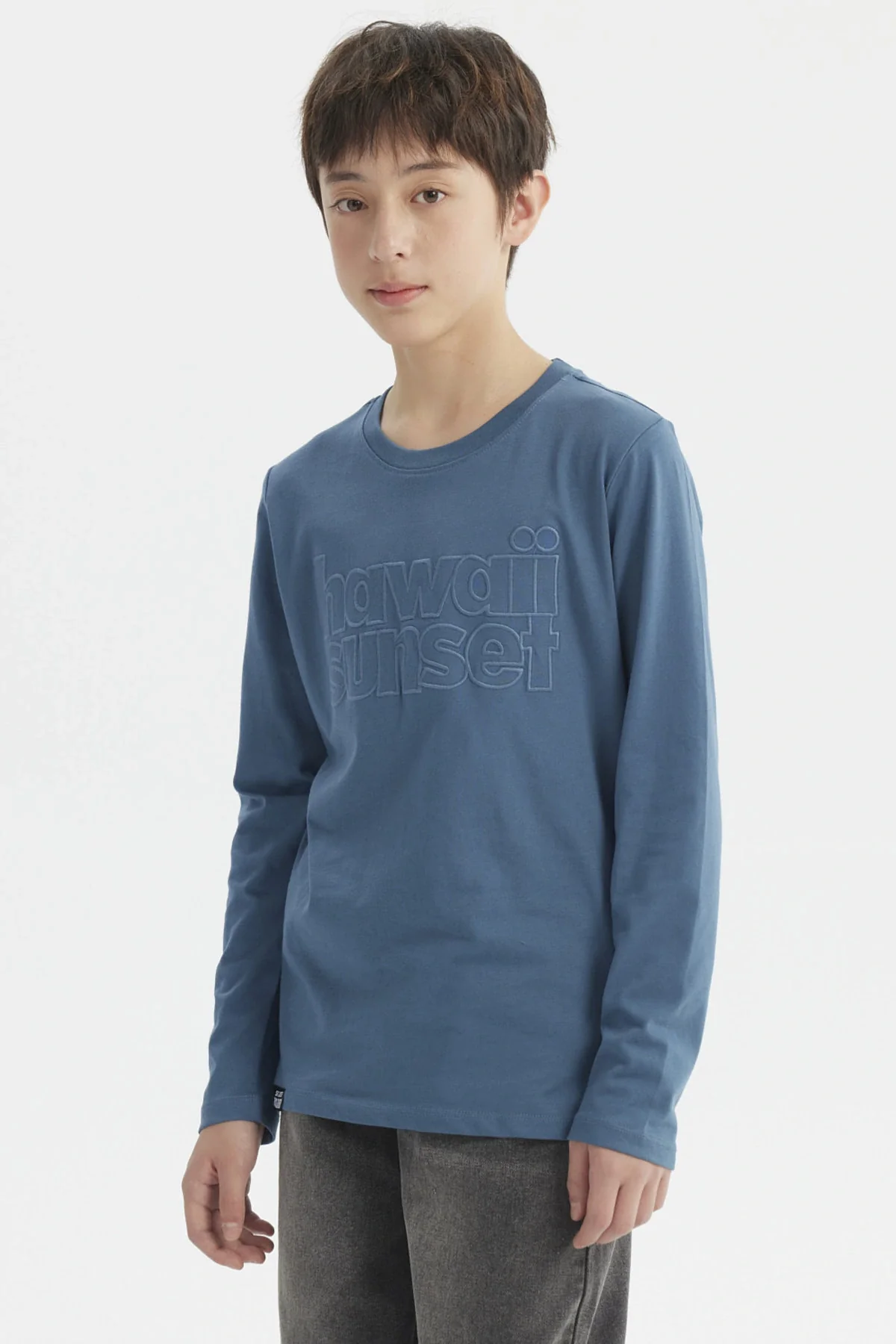 Polera Niño Print Con Relieve Azul Petroleo - Image 2