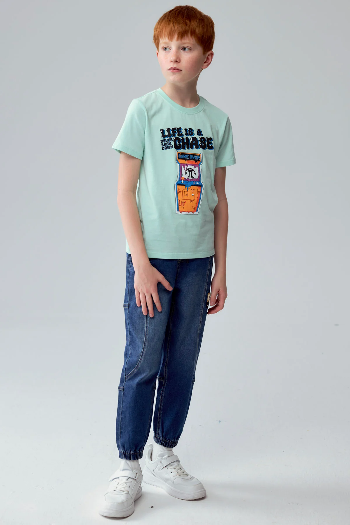 Polera Niño Print Gamer Verde Claro - Image 4