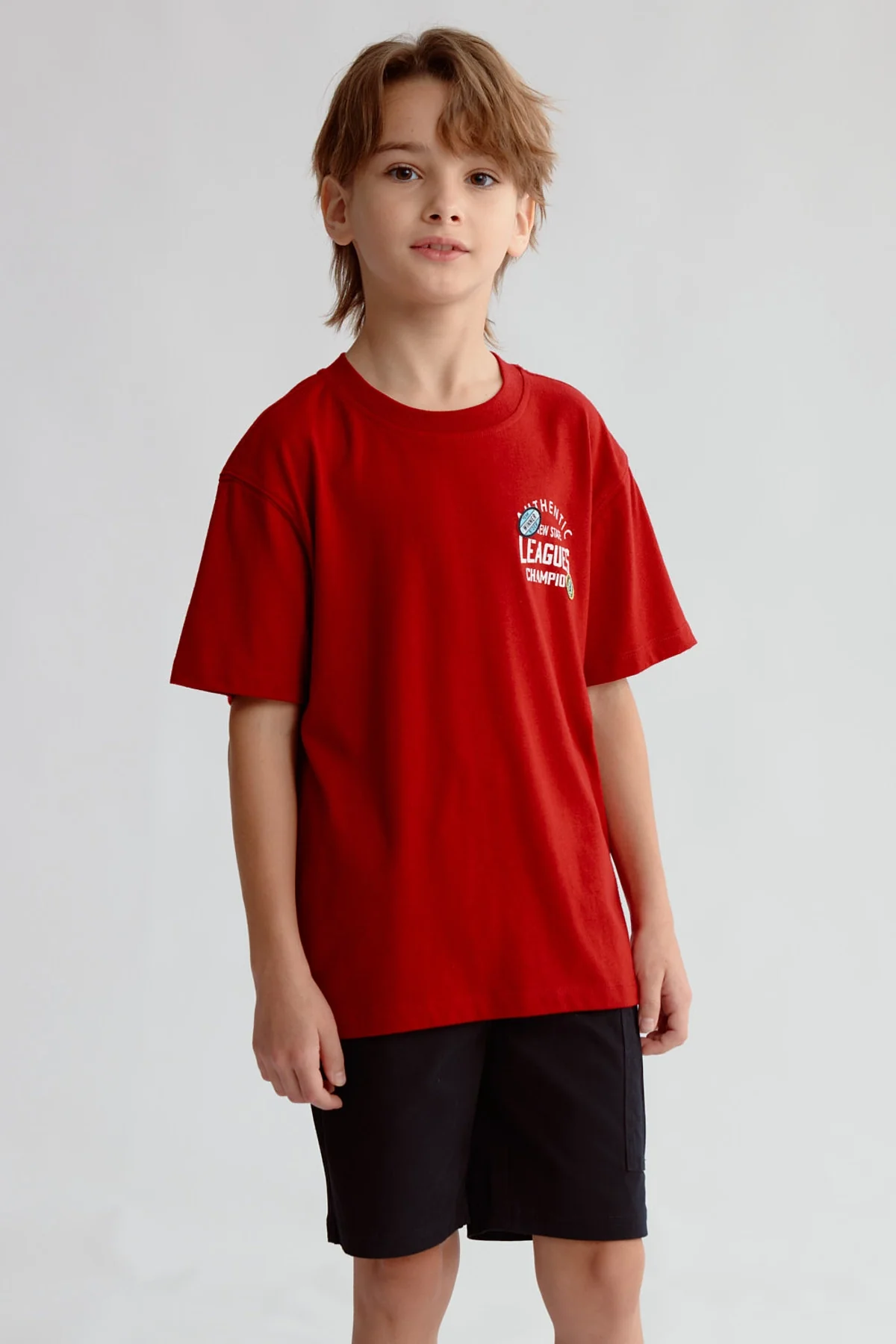 Polera Niño Print Posicional Burdeo