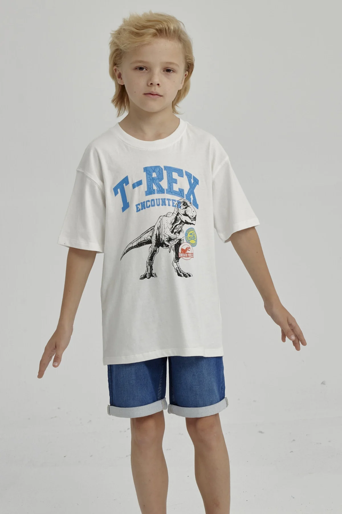 Polera Niño Print Posicional Crudo