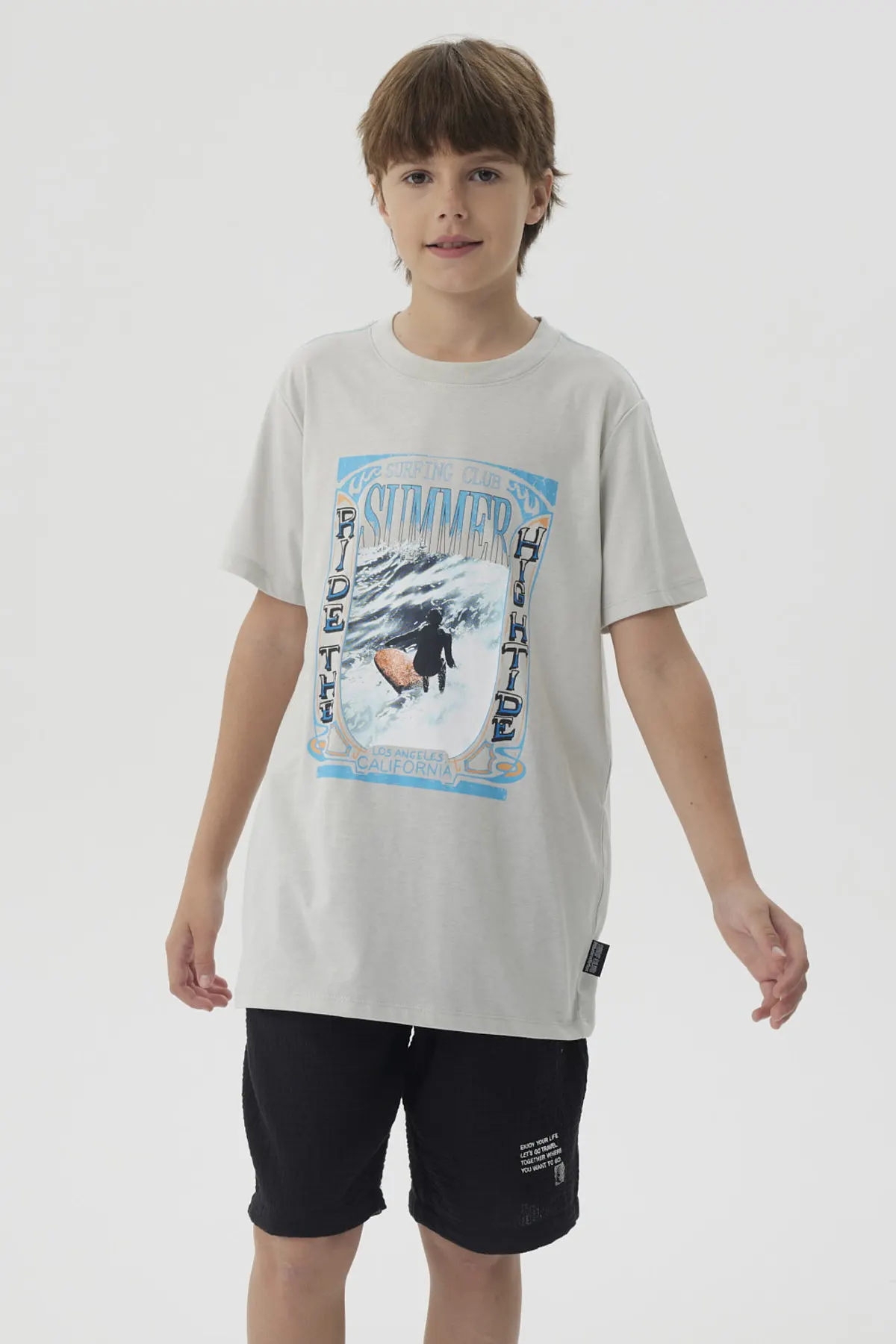 Polera Niño Print Posicional Gris