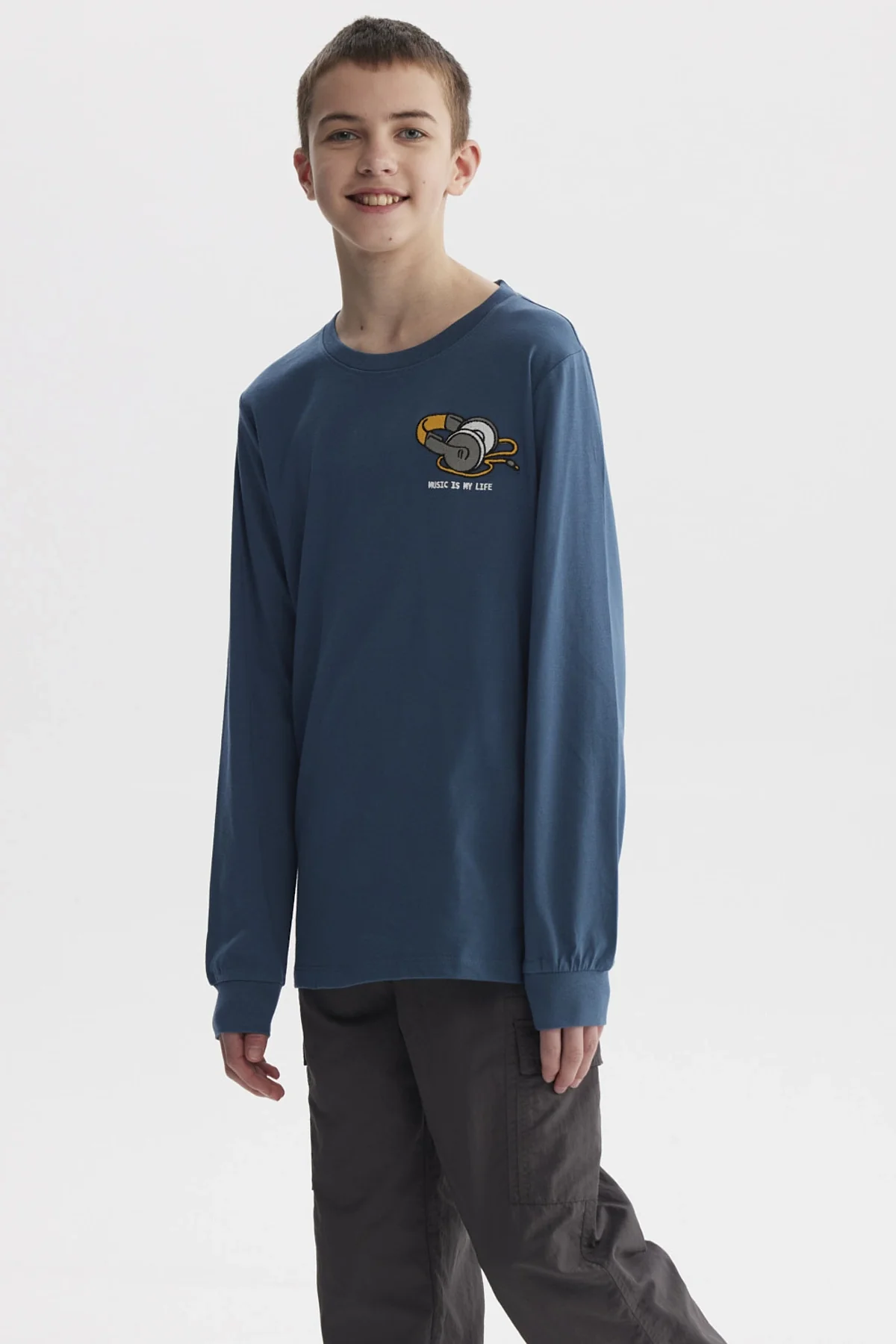 Polera Niño Puño Y Print Azul Petroleo - Image 2