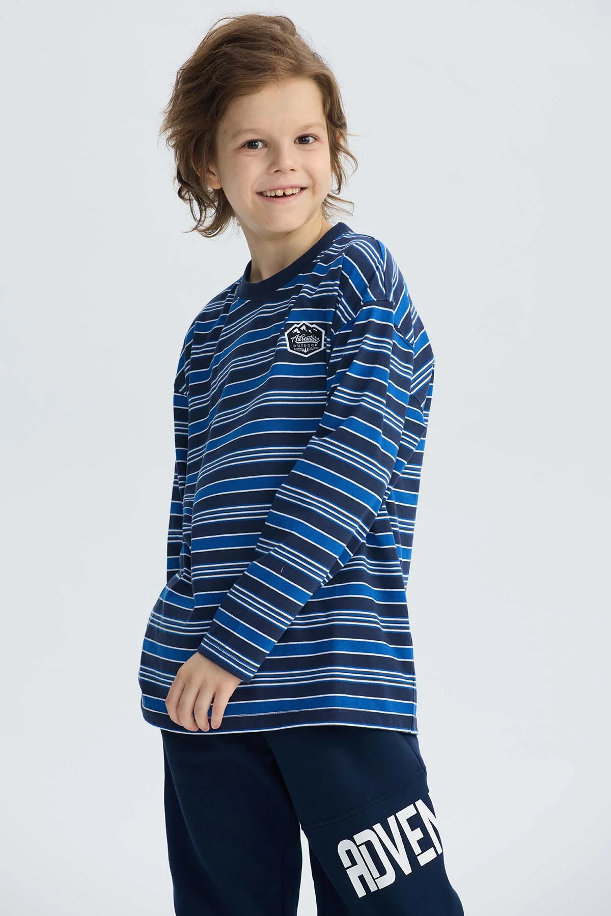 Polera Niño Rayas Azul Oscuro - Image 2