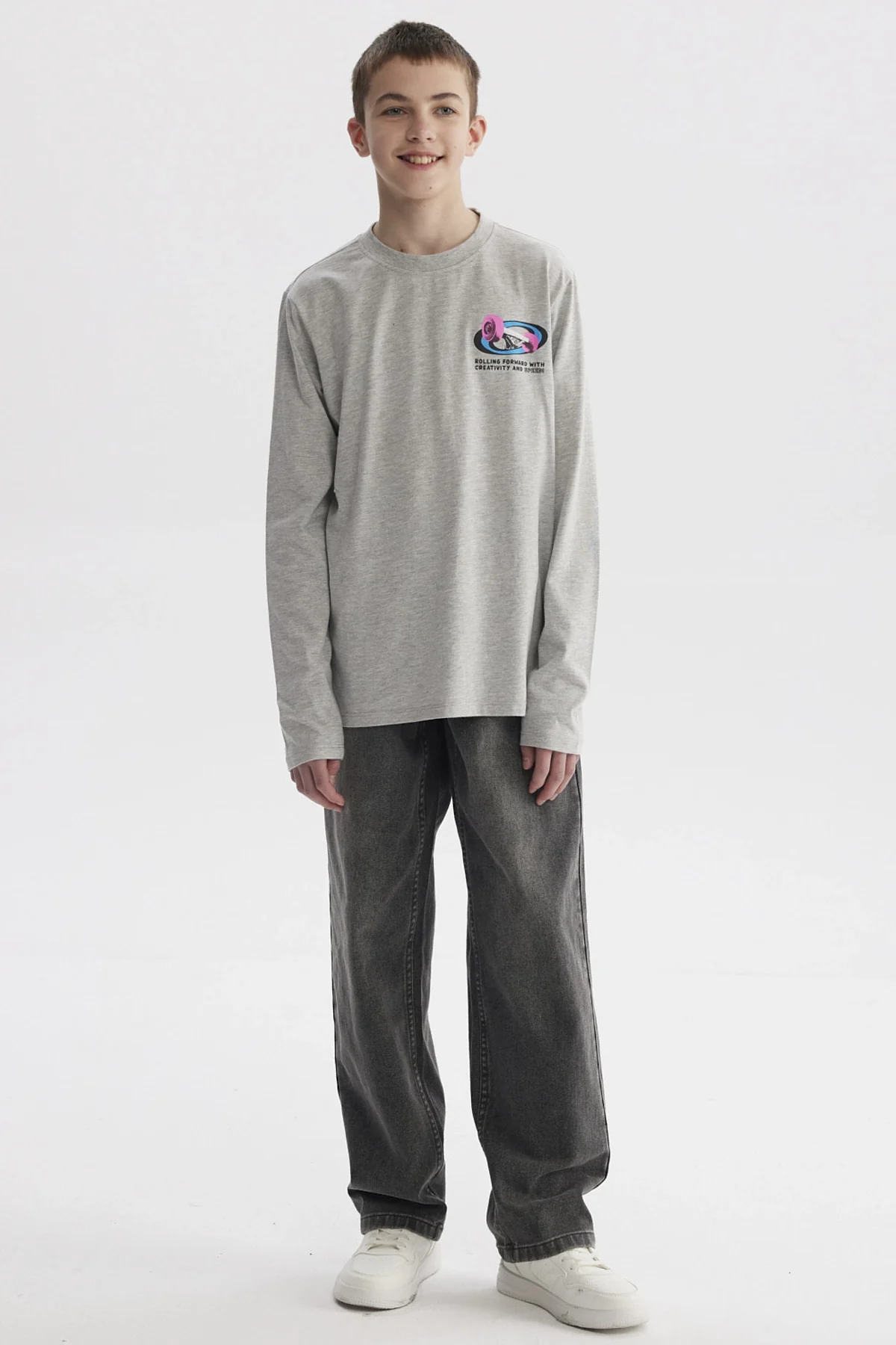 Polera Niño Slim Gris Melange - Image 4