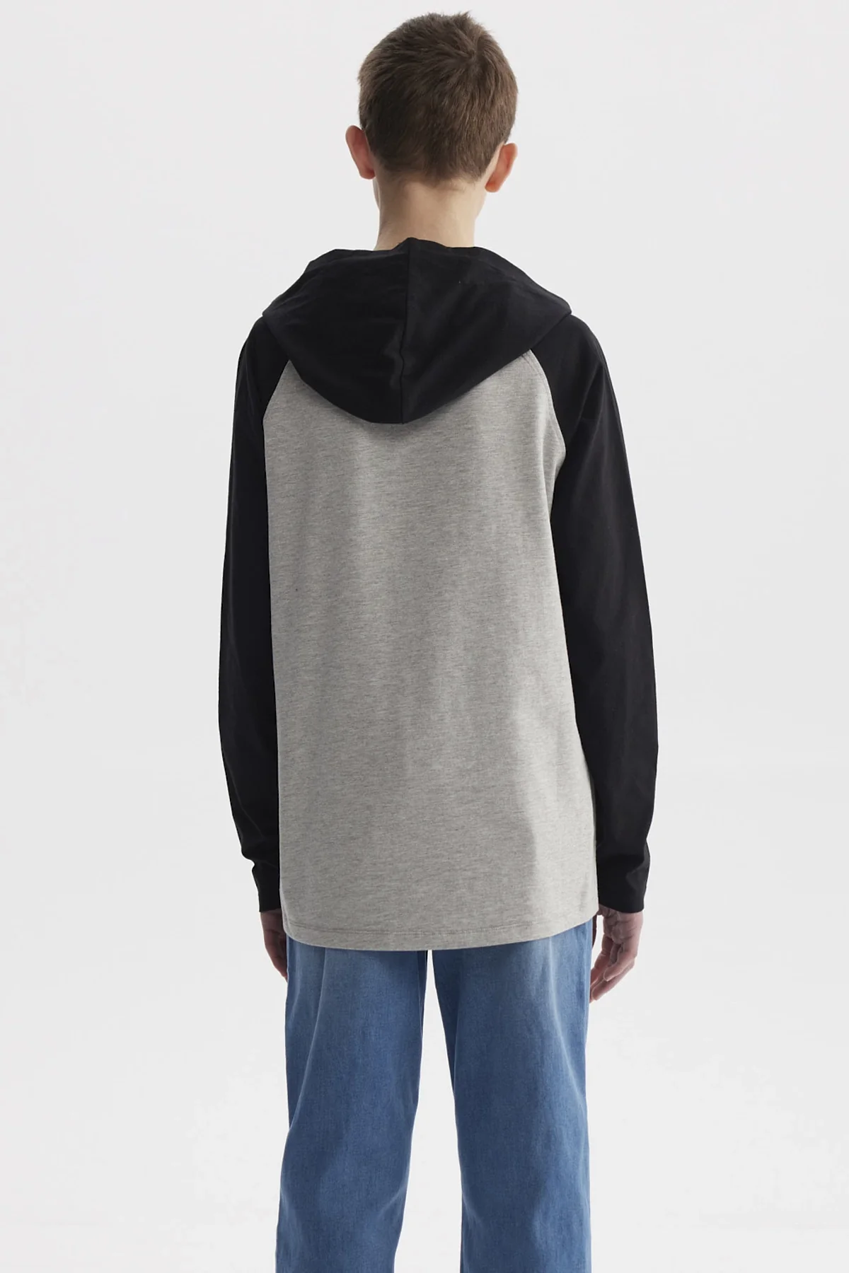 Polera Niño Teen Bicolor Gris Melange - Image 3