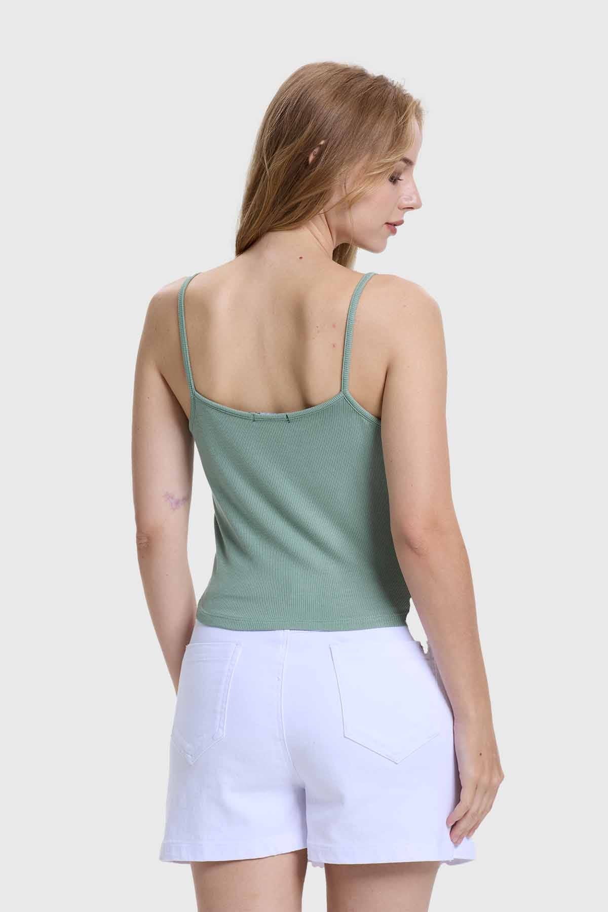 Polera Peto Mujer Pabilo Crop Verde - Image 3