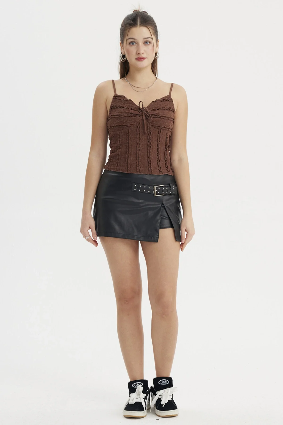 Polera Peto Mujer Texturizada Café - Image 4