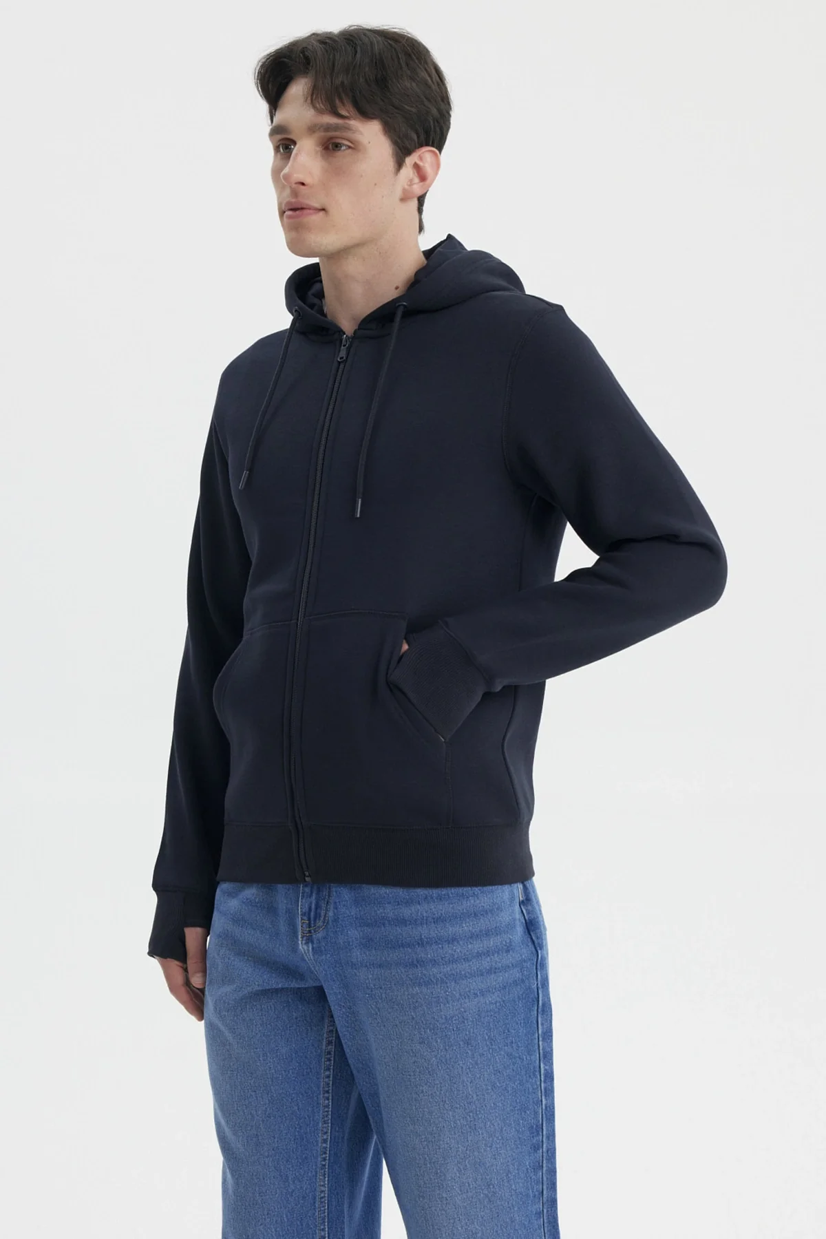 Polerón Hombre Full Zipper Azul Marino - Image 2