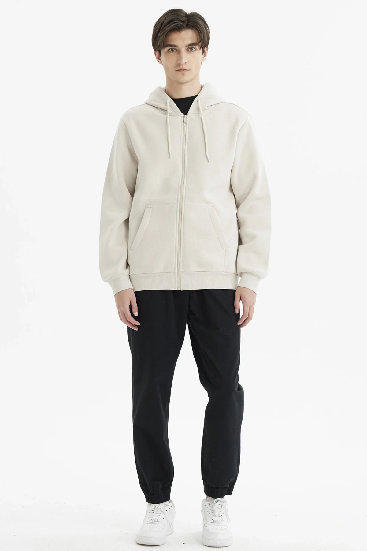 Polerón Hombre Full Zipper Basico Beige - Image 4
