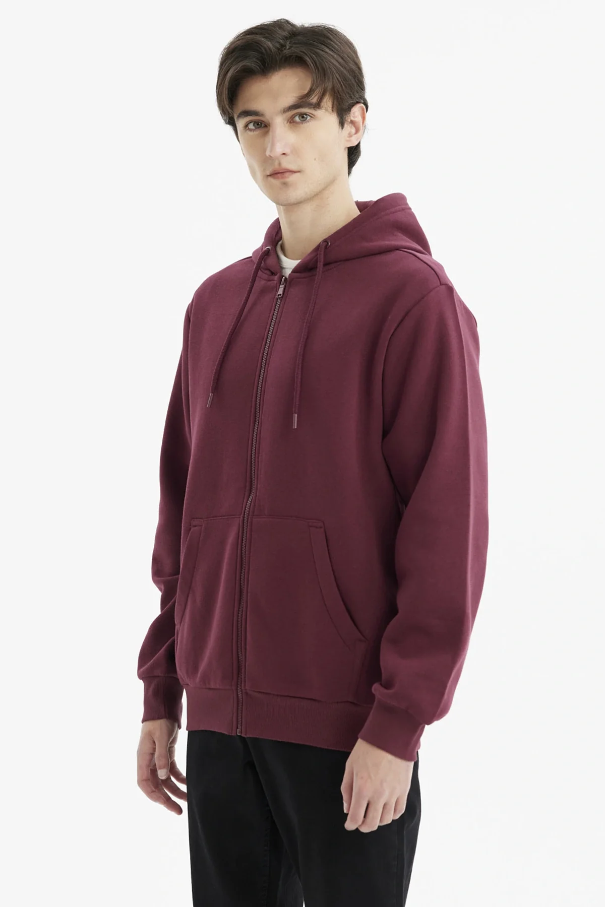 Polerón Hombre Full Zipper Basico Burdeo - Image 2