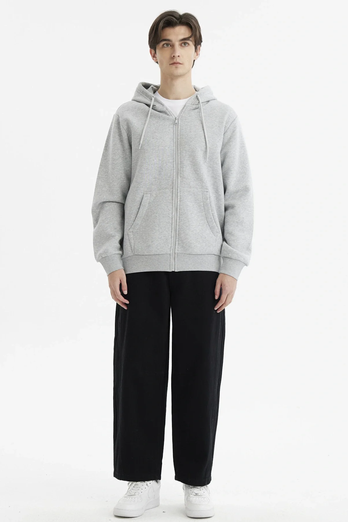 Polerón Hombre Full Zipper Basico Gris Melange - Image 4