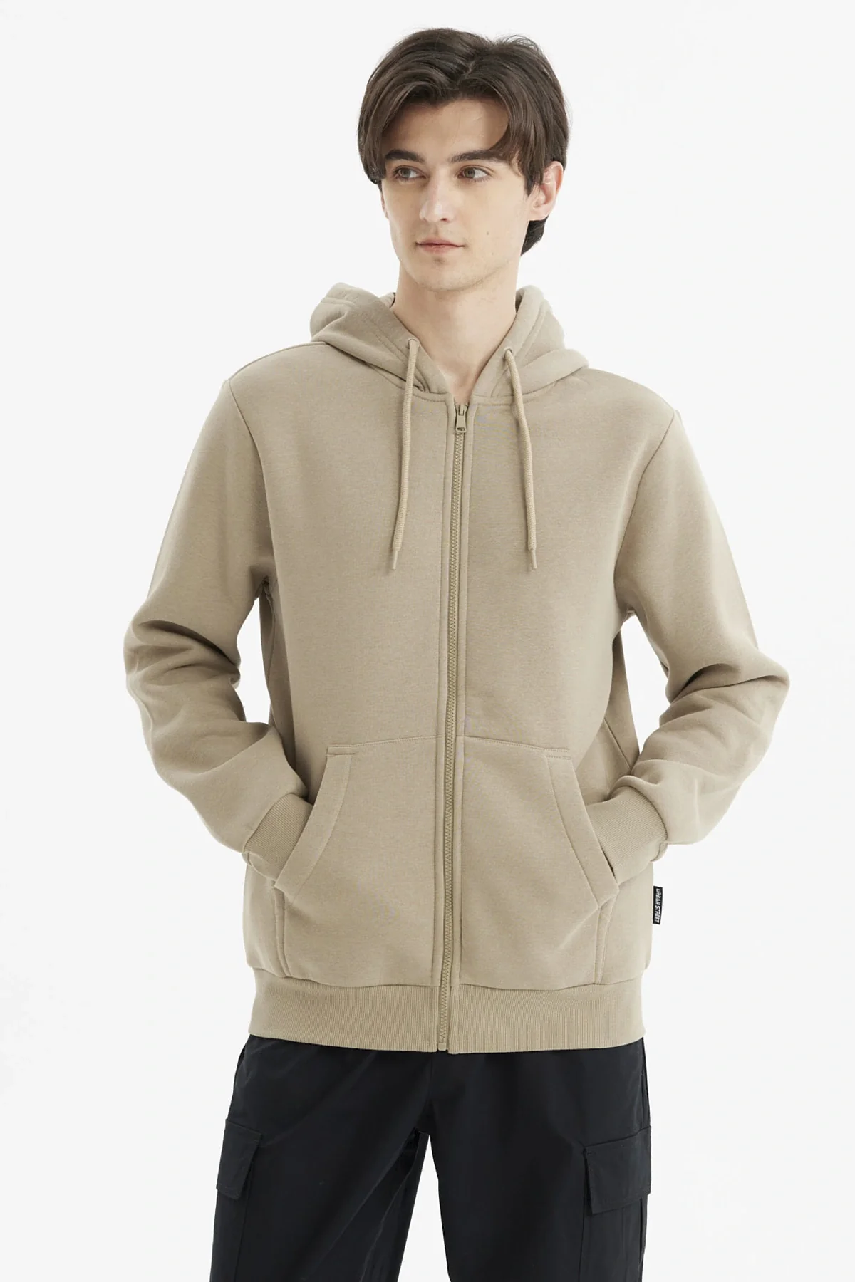 Polerón Hombre Full Zipper Basico Kaki