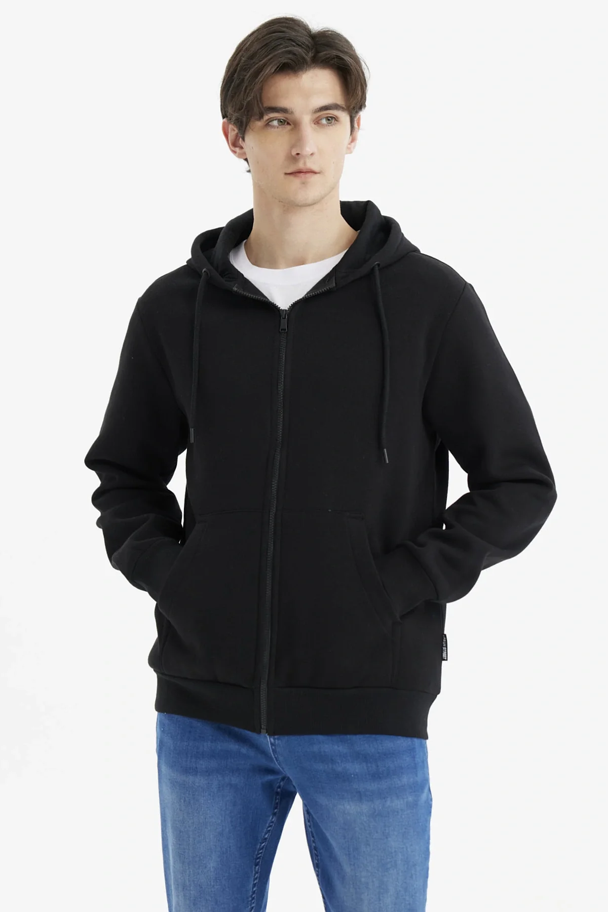 Polerón Hombre Full Zipper Basico Negro