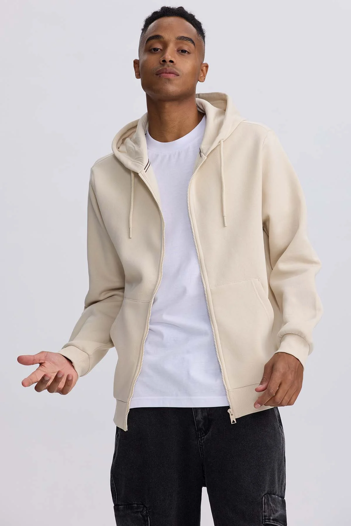 Polerón Hombre Full Zipper Beige - Image 2