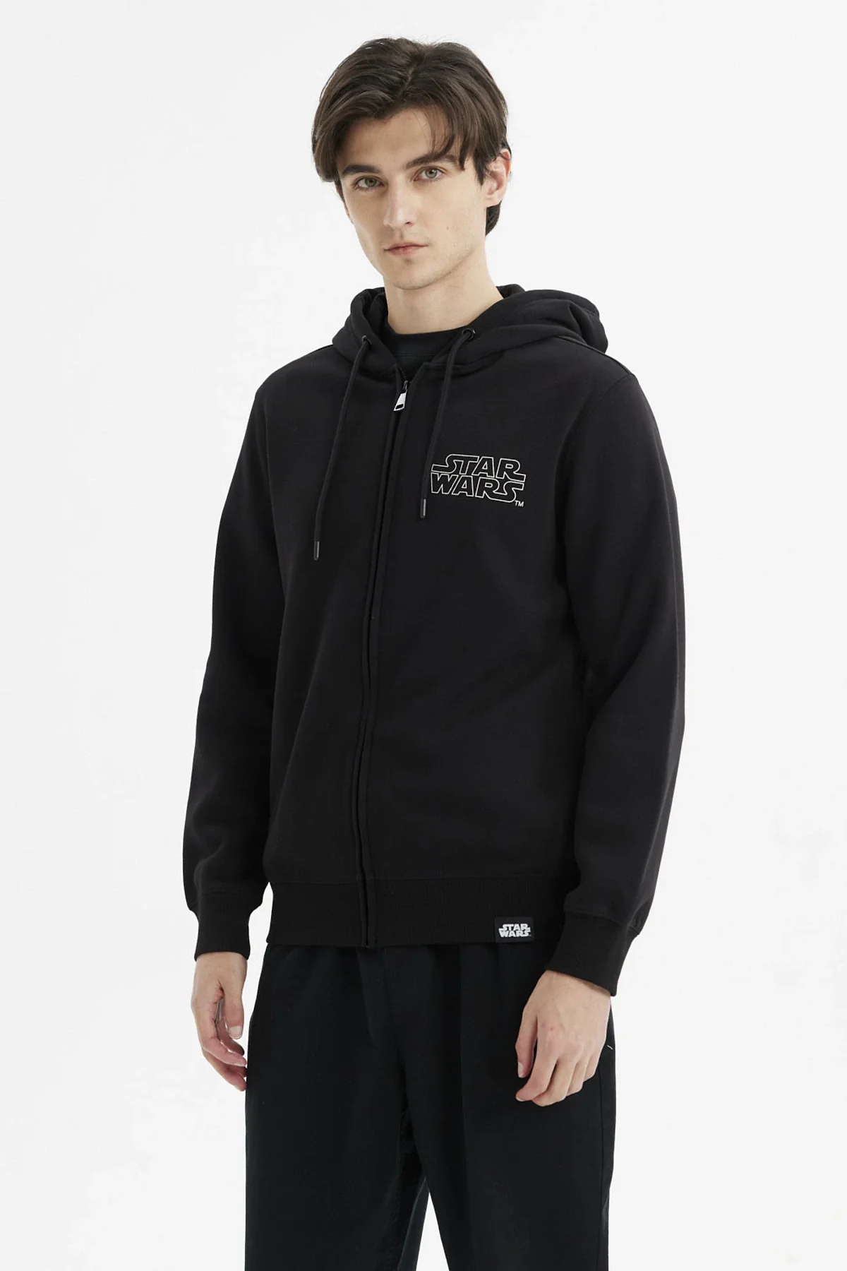 Polerón Hombre Full Zipper Print Espalda Negro - Image 3