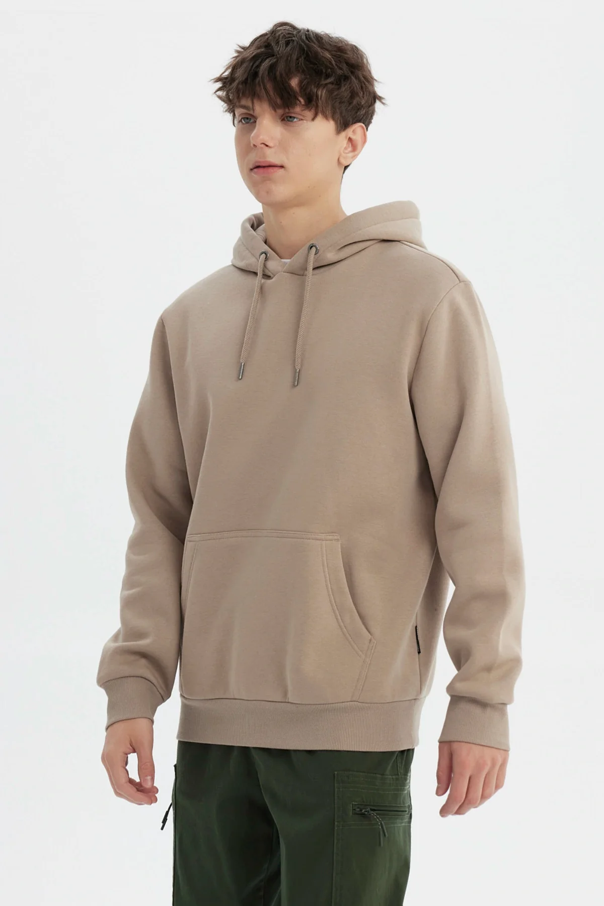 Polerón Hombre Hoodie Básico Kaki - Image 2