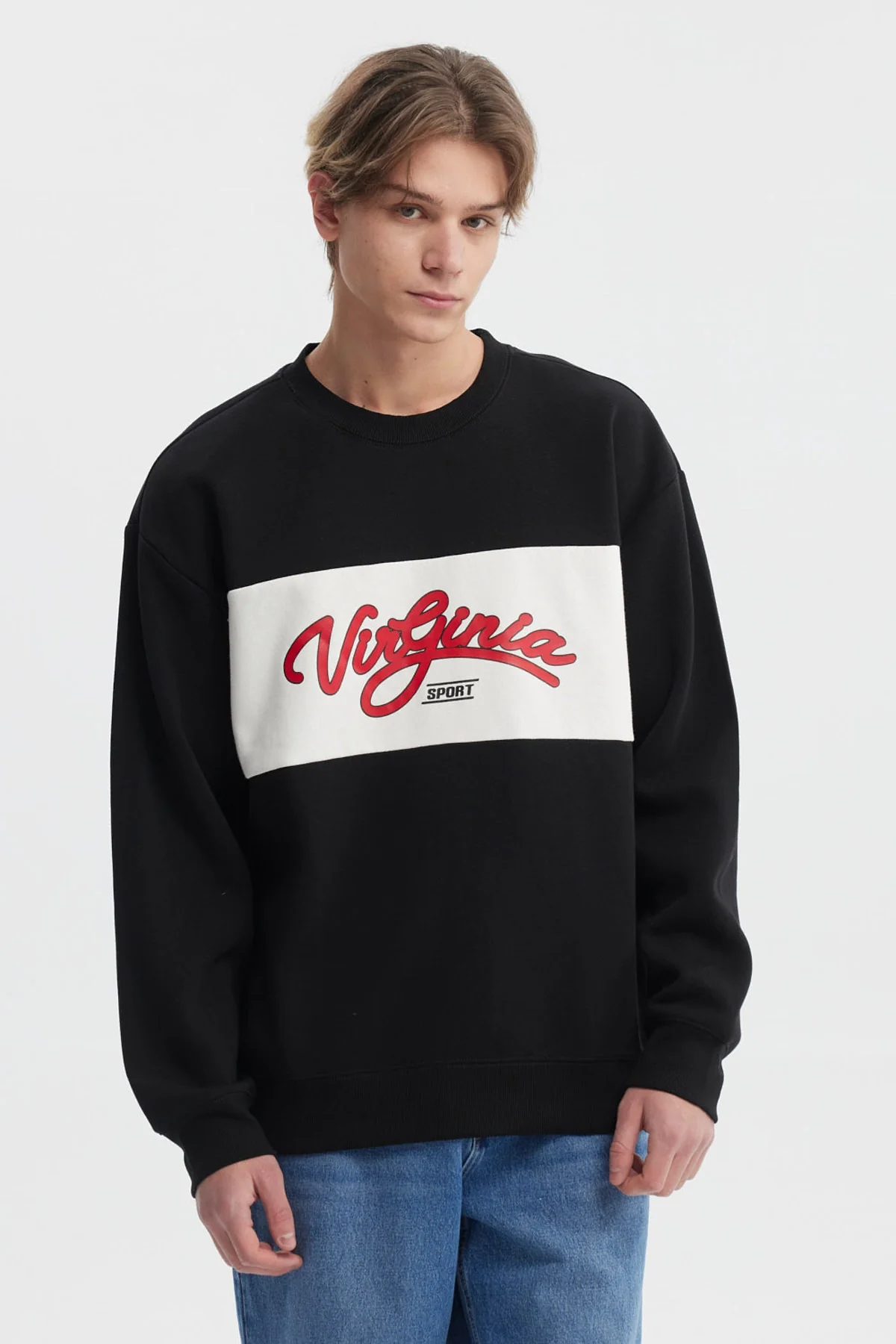 Polerón Hombre Oversize Cuello Redondo Negro