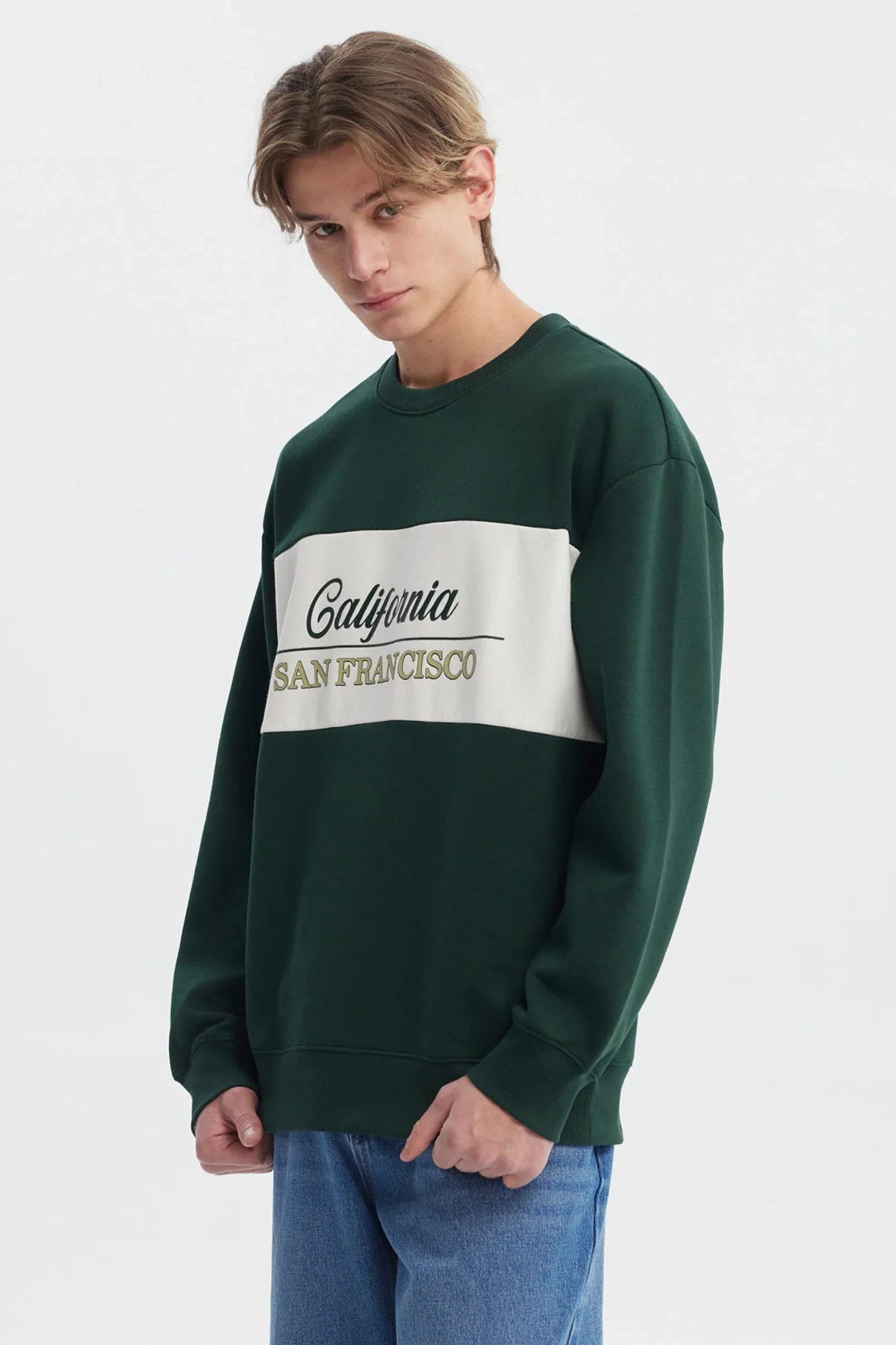 Polerón Hombre Oversize Cuello Redondo Verde - Image 2