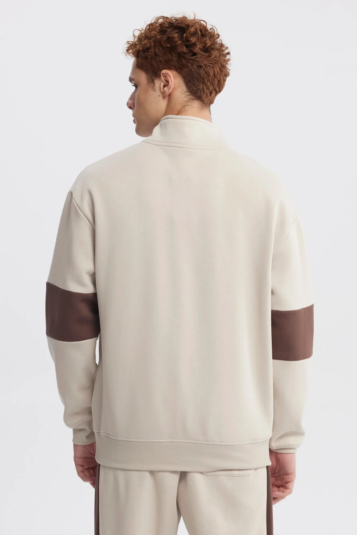 Polerón Hombre Oversize Half Zipper Beige - Image 3