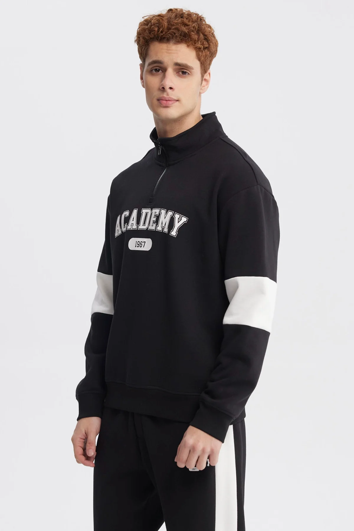 Polerón Hombre Oversize Half Zipper Negro - Image 2