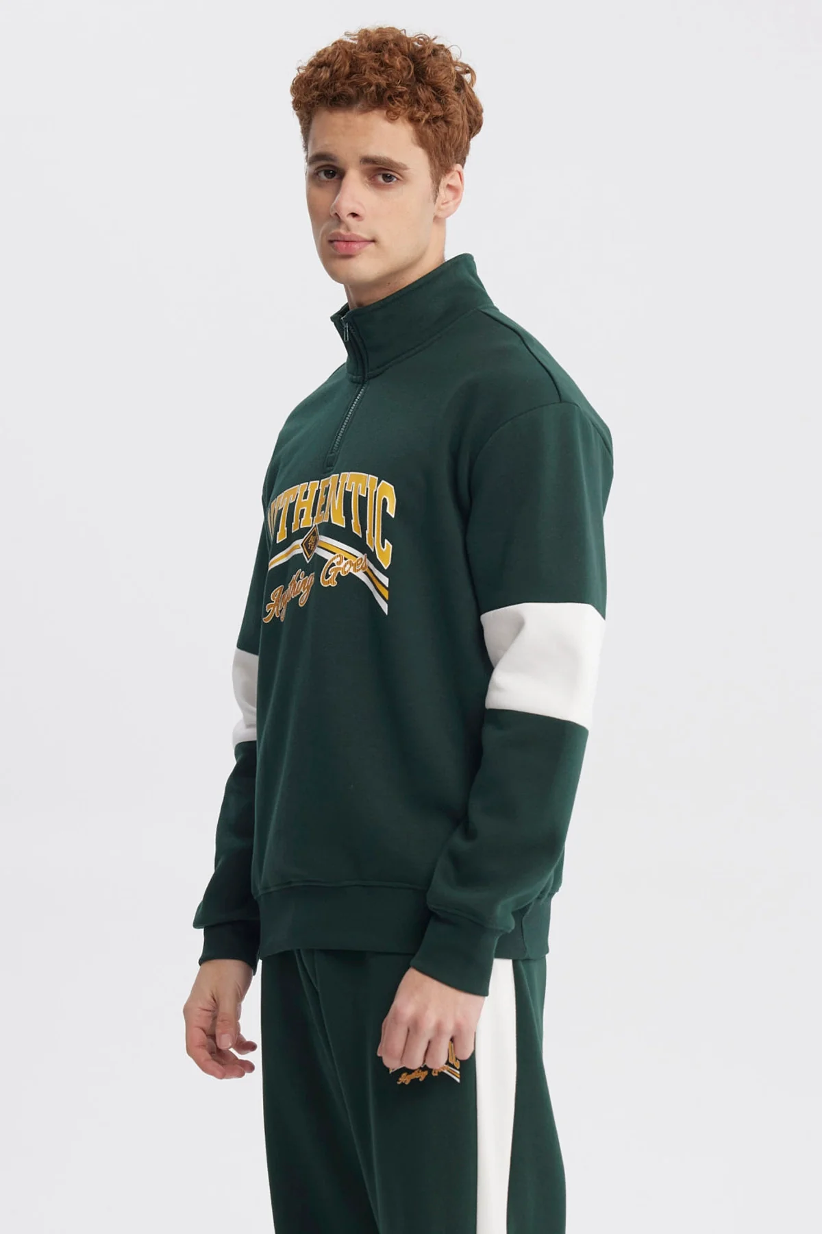 Polerón Hombre Oversize Half Zipper Verde - Image 2