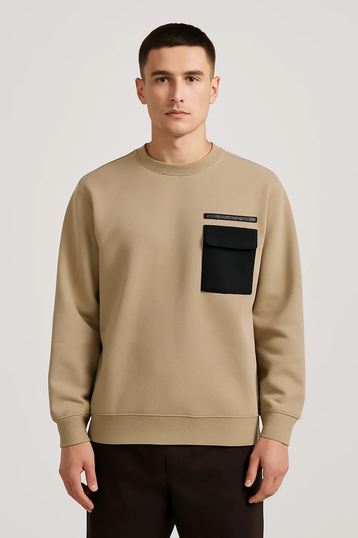 Polerón Hombre Bolsillo Beige