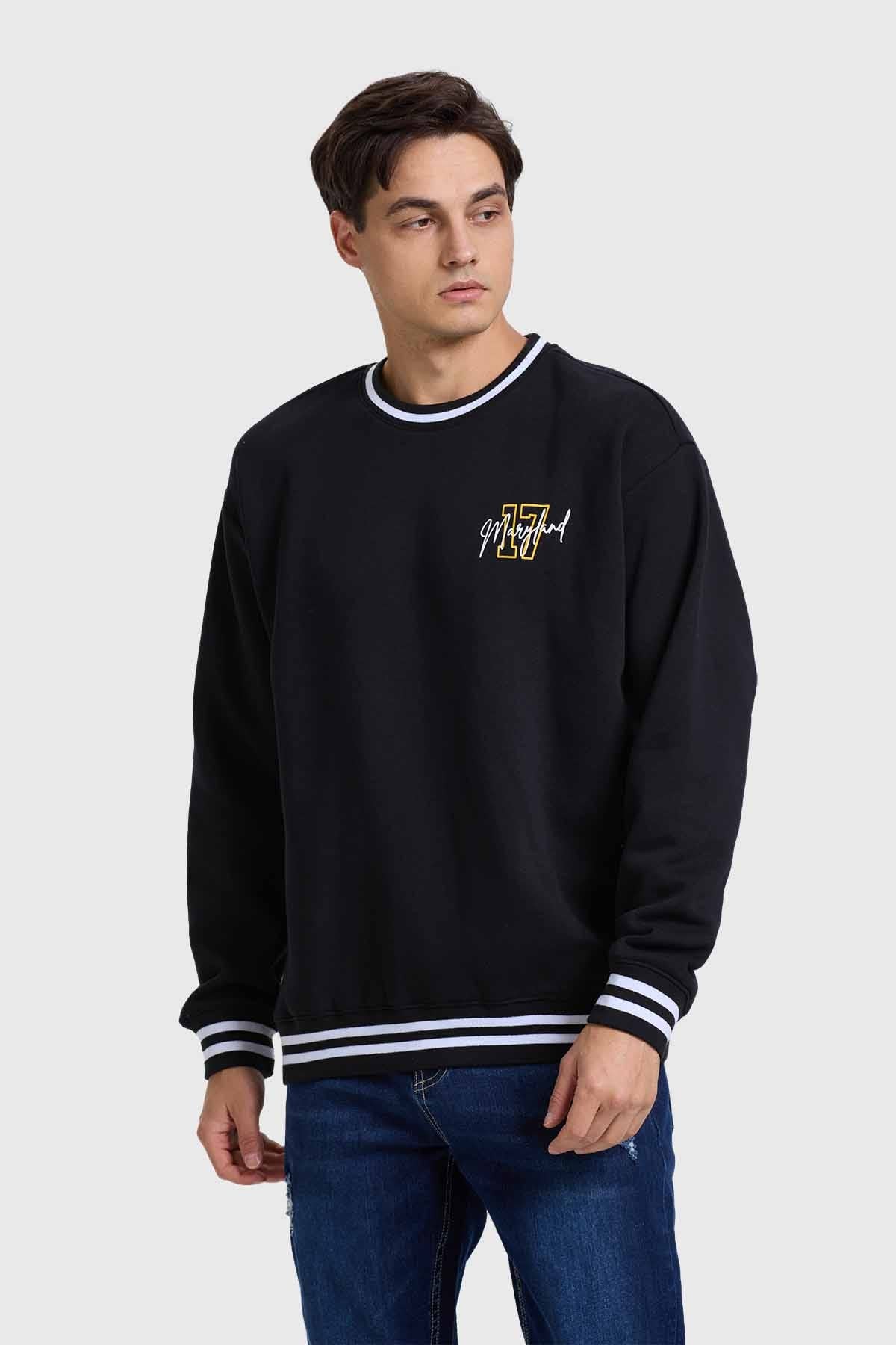 Polerón Hombre Print College Negro - Image 3
