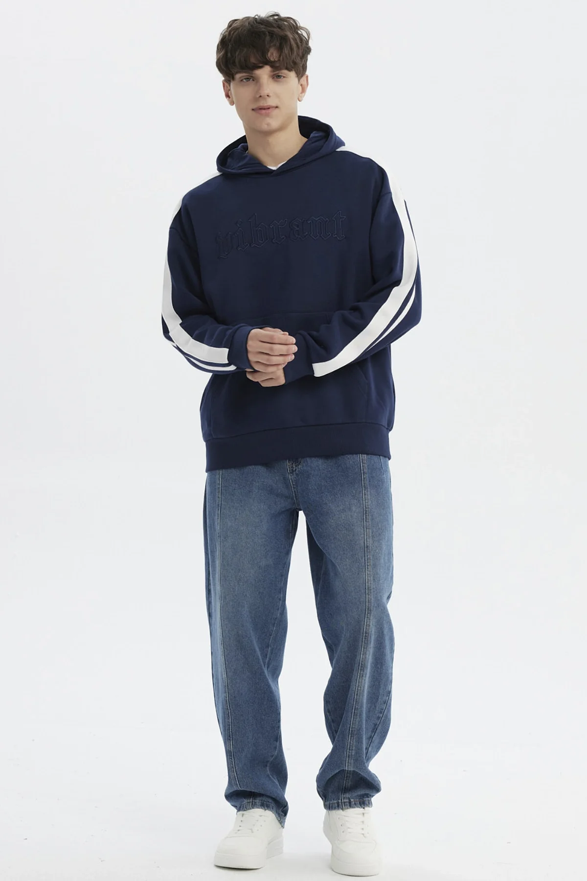 Polerón Hombre Slim Con Gorro Azul Marino - Image 4