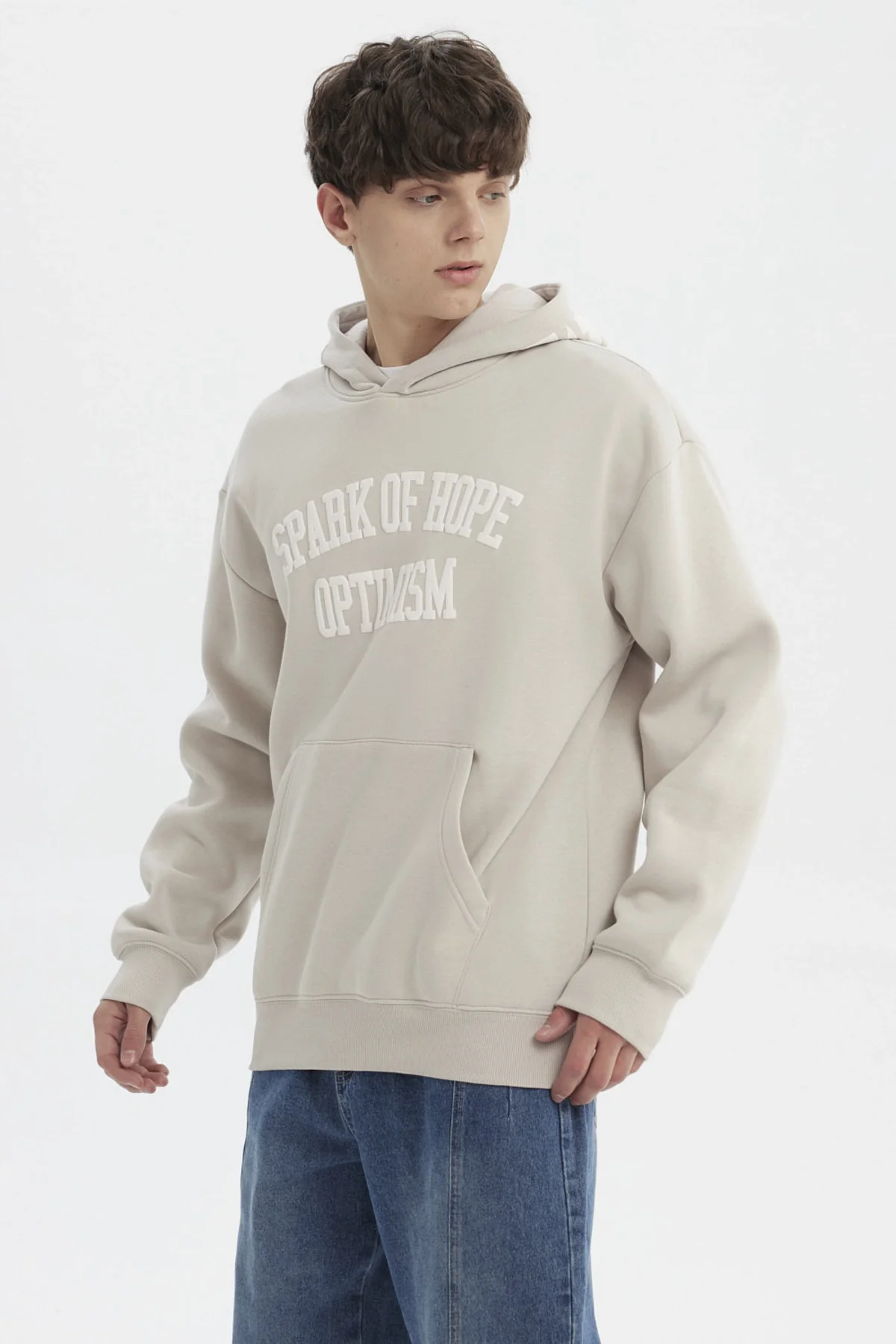 Polerón Hombre Slim Con Gorro Beige Oscuro - Image 2