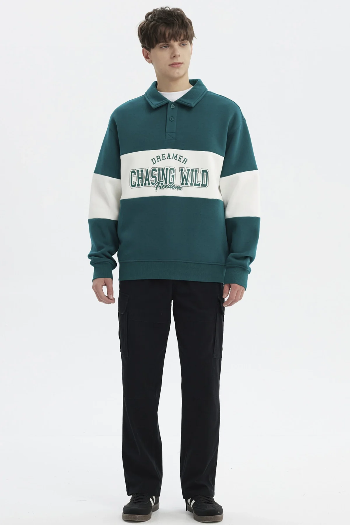 Polerón Hombre Slim Cuello Polo Verde - Image 4