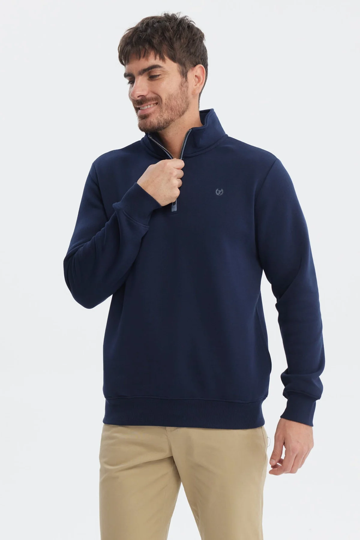 Polerón Hombre Slim Half Zipper Azul Marino - Image 2