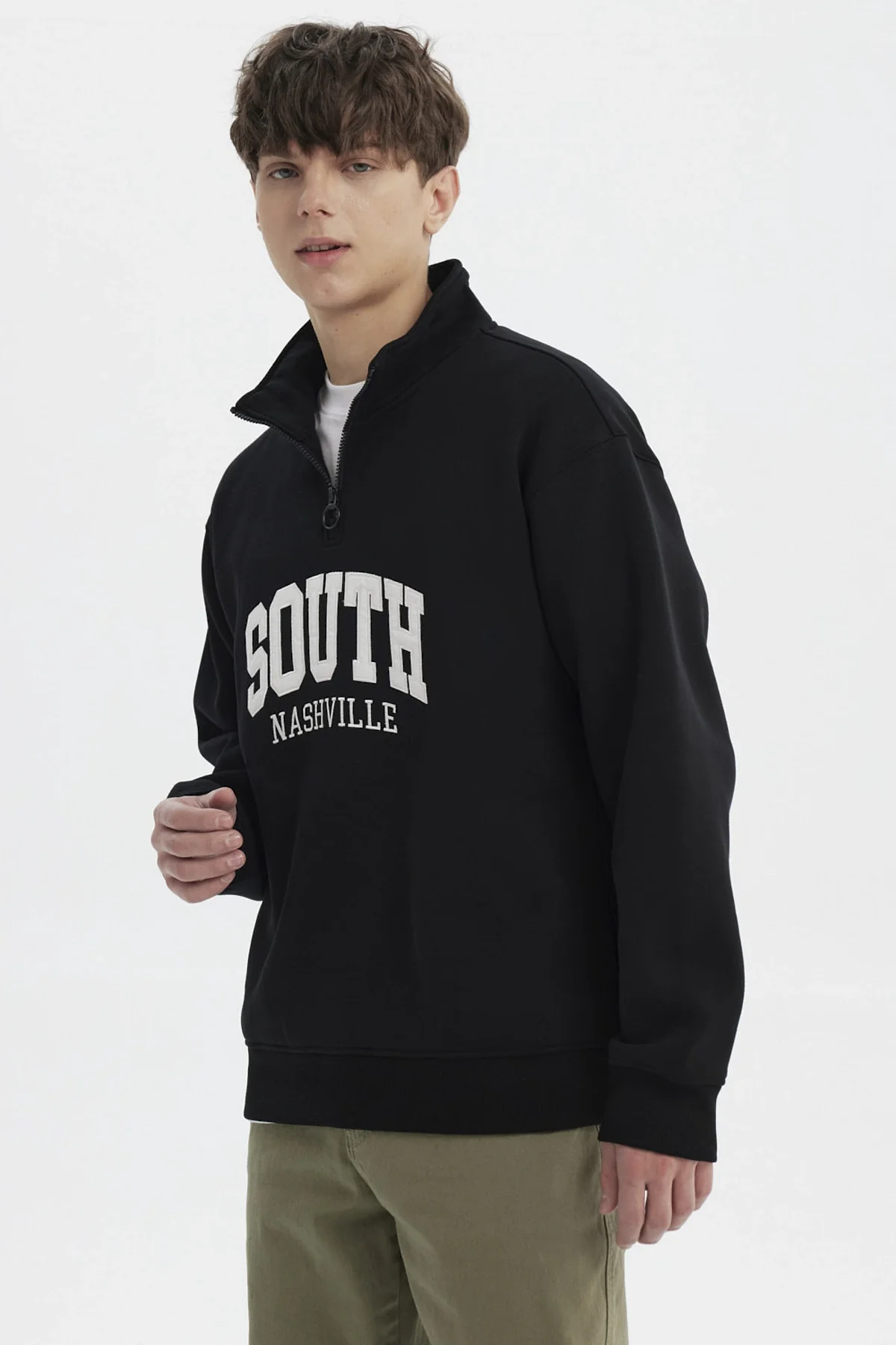 Polerón Hombre Slim Half Zipper Negro - Image 2