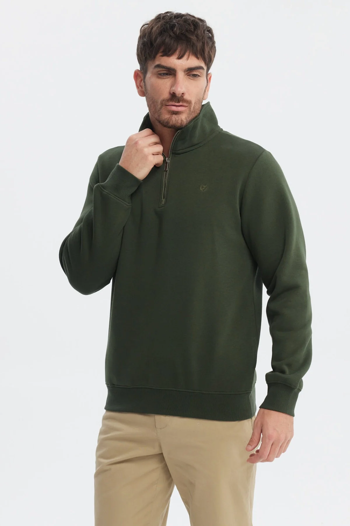 Polerón Hombre Slim Half Zipper Verde - Image 2