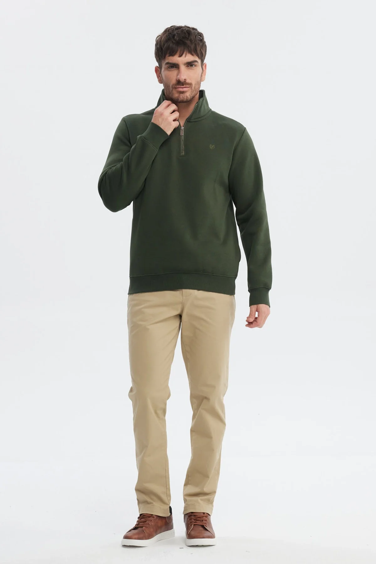 Polerón Hombre Slim Half Zipper Verde - Image 4
